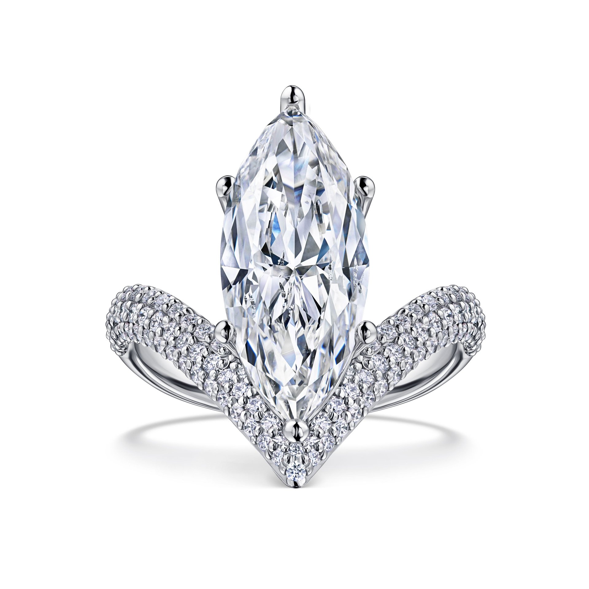 Кольцо из белого золота с бриллиантом 4.19 карата