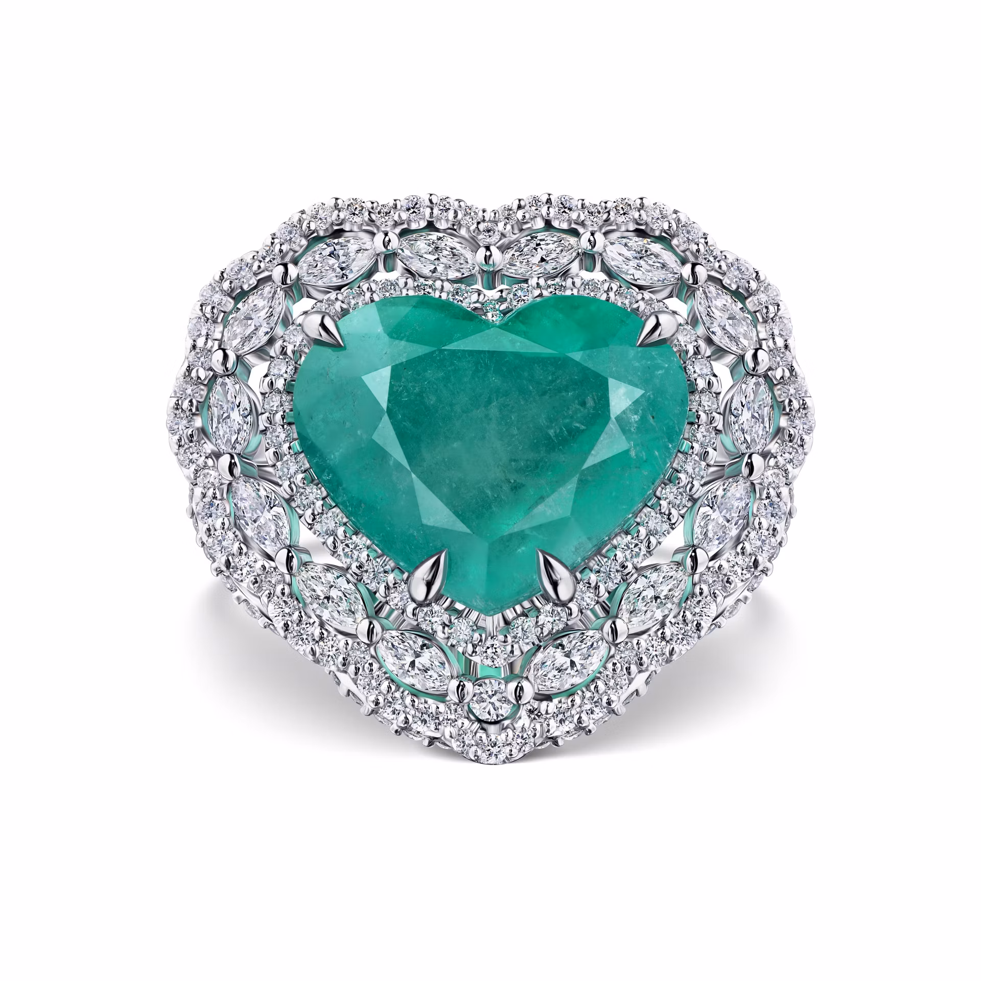 Кольцо из белого золота с изумрудом 5.54 карата, дизайн Parure Atelier