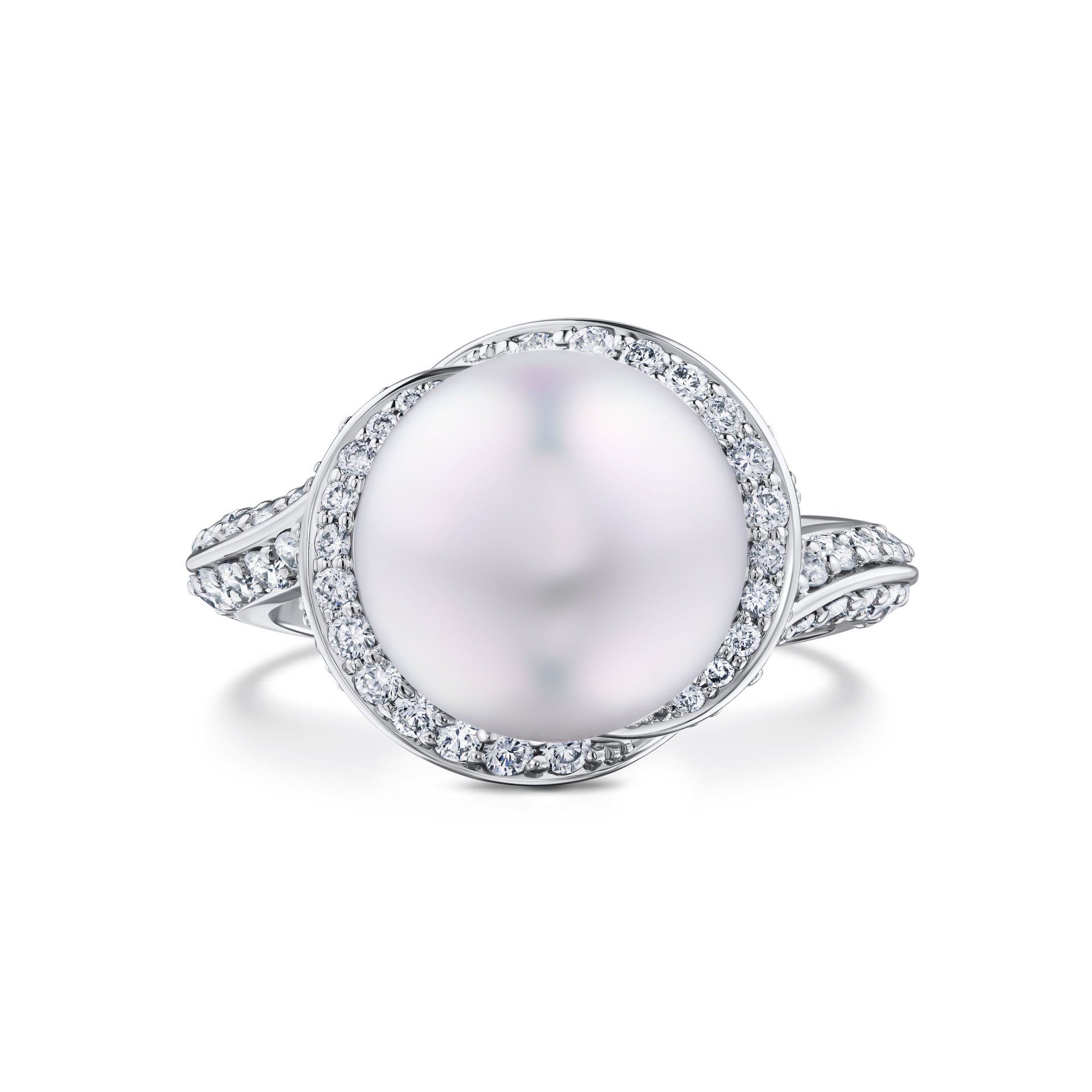 Кольцо с белым жемчугом 9.28 карат в белом золоте от Parure Atelier