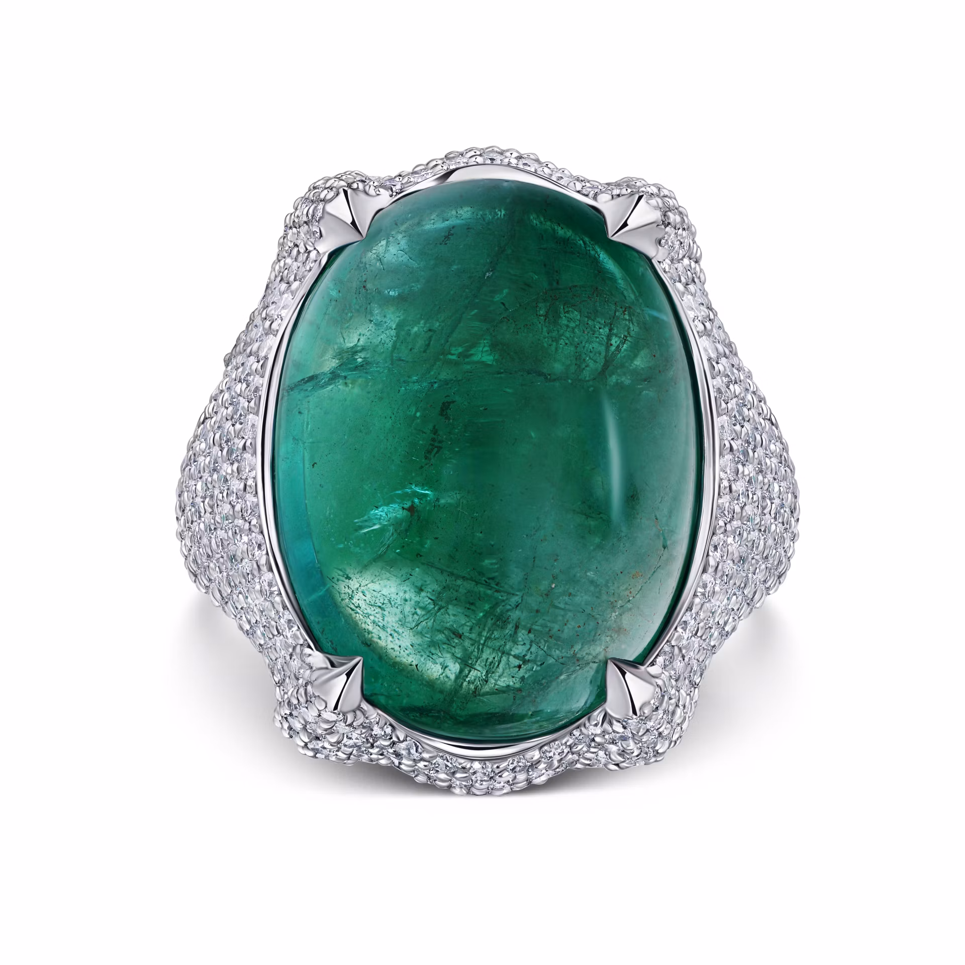 Кольцо с изумрудом 18.07 карат в белом золоте от Parure Atelier