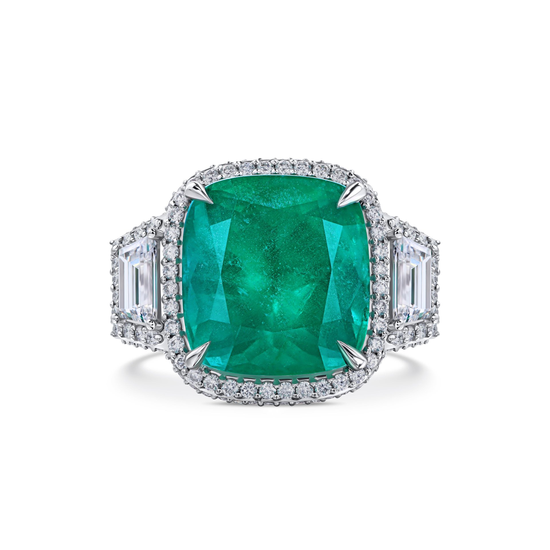 Кольцо с изумрудом 8.1 карат в белом золоте от Parure Atelier