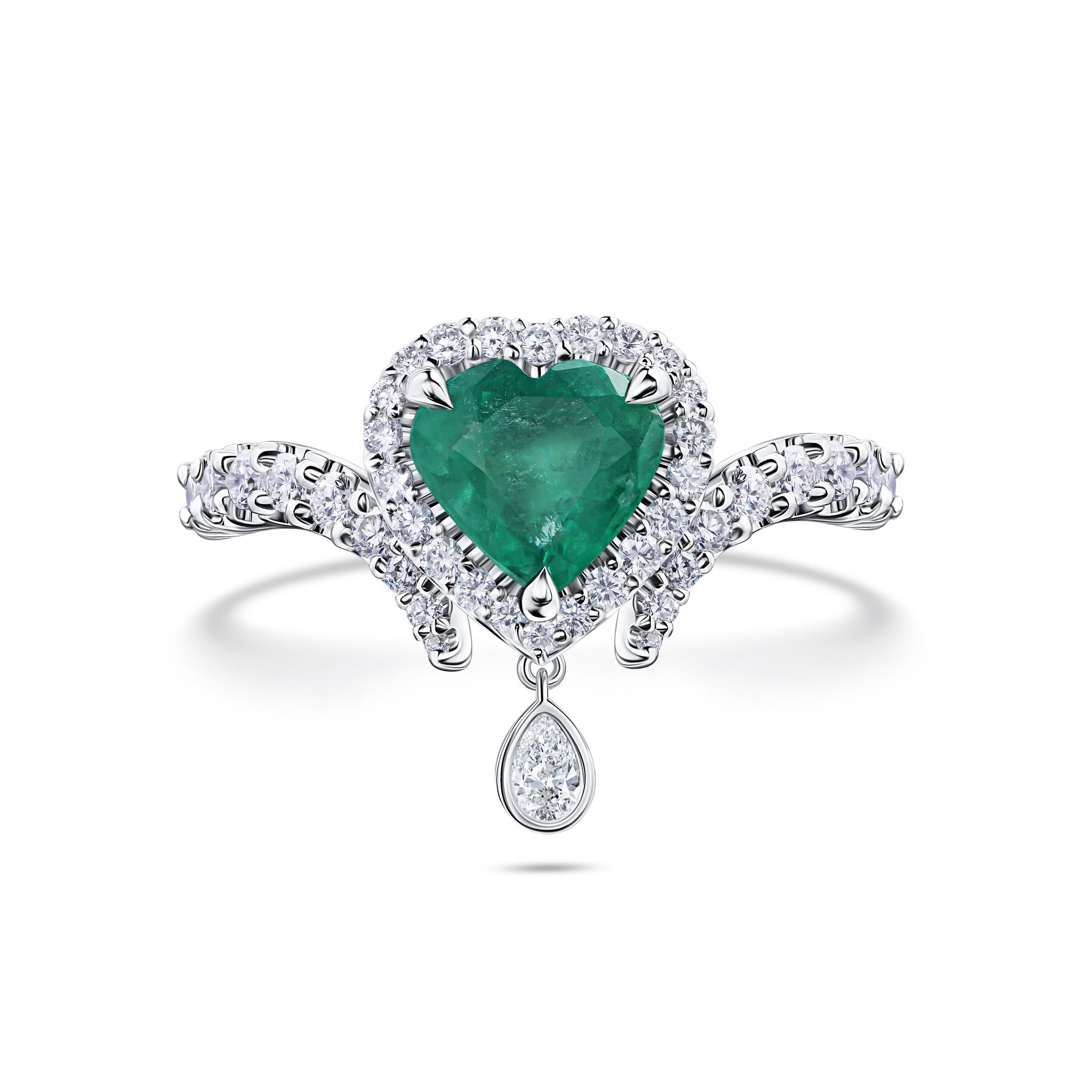 Кольцо из белого золота с изумрудом 0.94 карата.