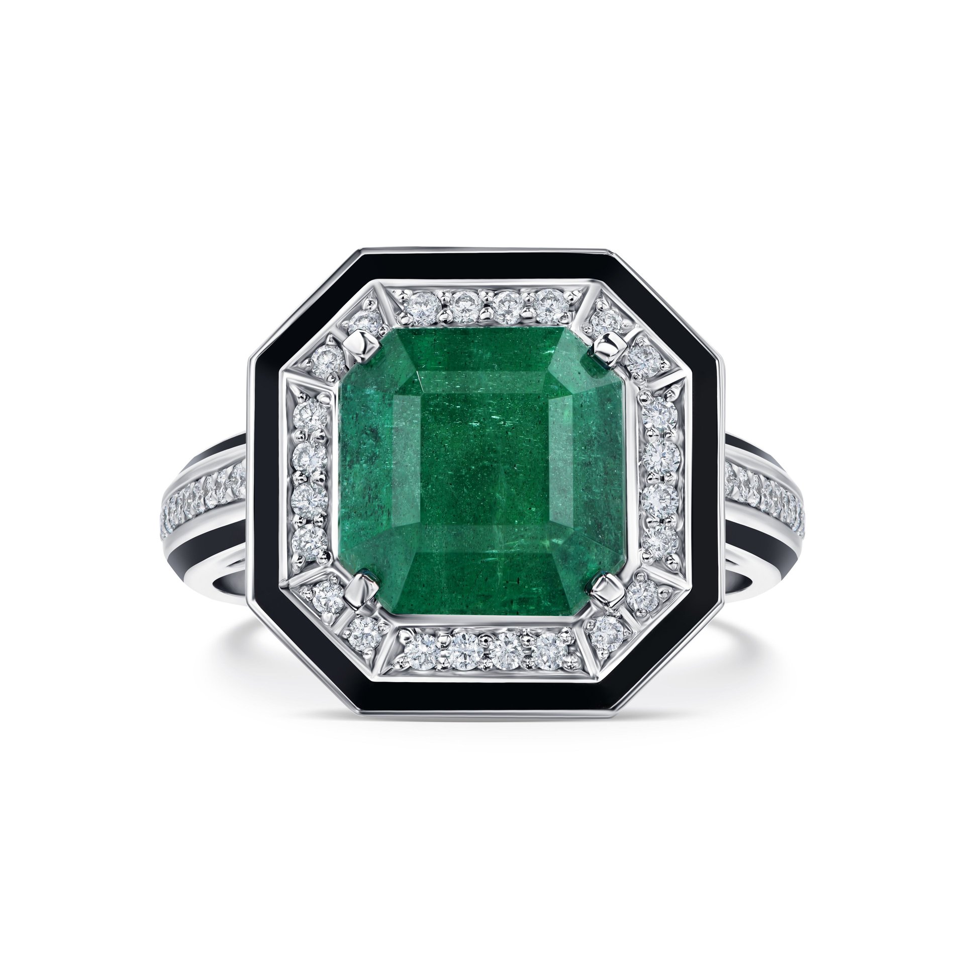 Кольцо с изумрудом 3.54 карата в белом золоте, дизайн Parure Atelier