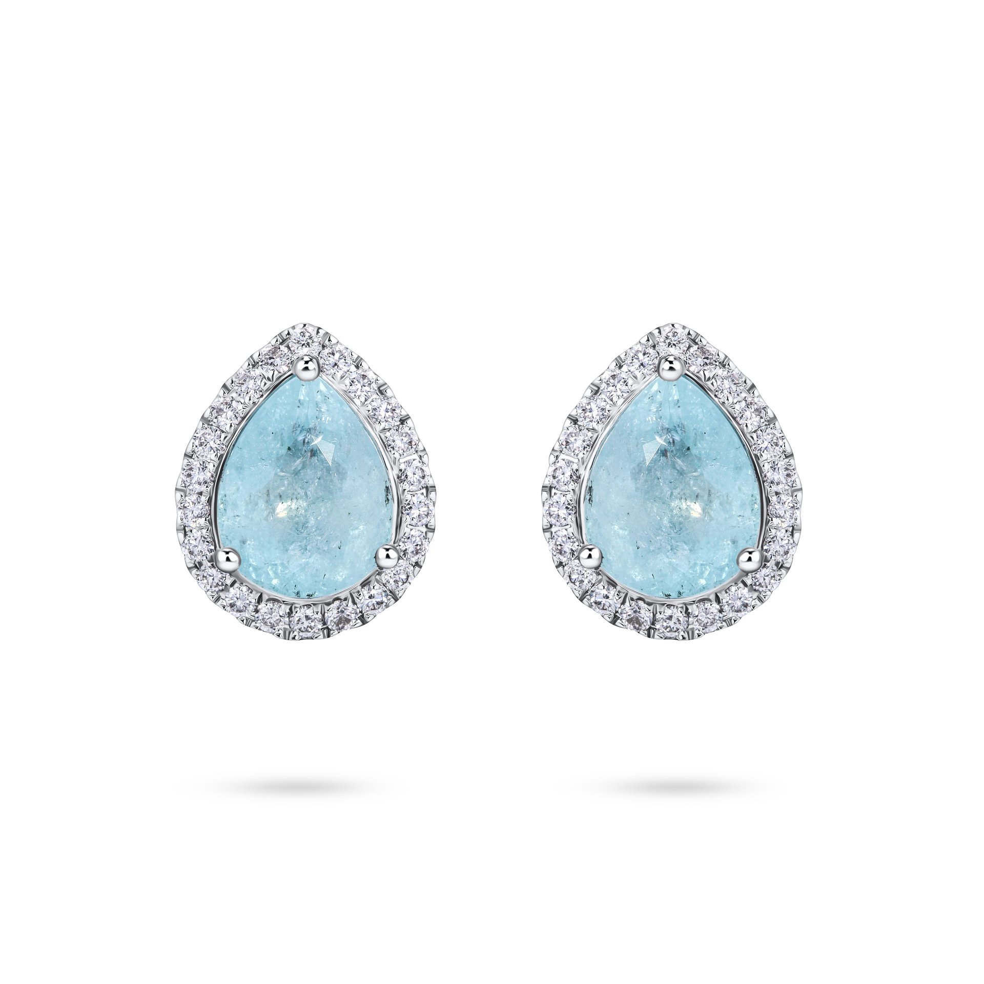 Пусеты из белого золота с турмалинами Параиба 0.91 и 0.82 карата