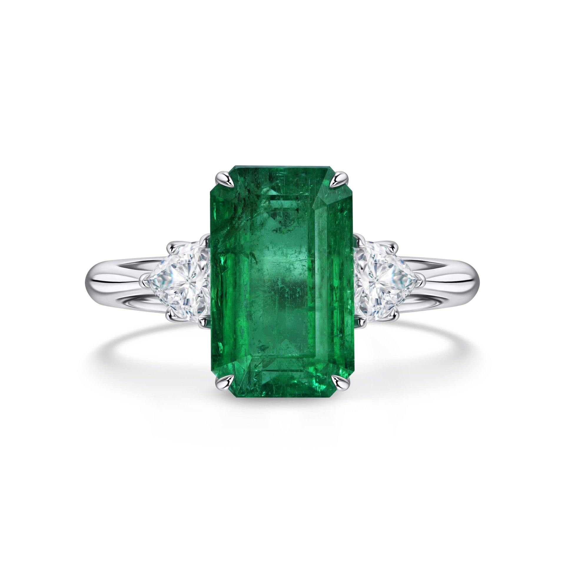 Кольцо с изумрудом 3.88 карат в белом золоте от Parure Atelier