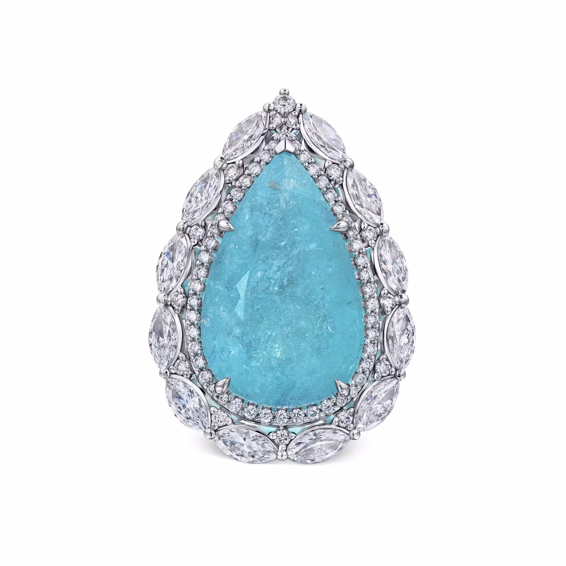 Кольцо Diva с турмалином Параиба 21.77 карат в белом золоте