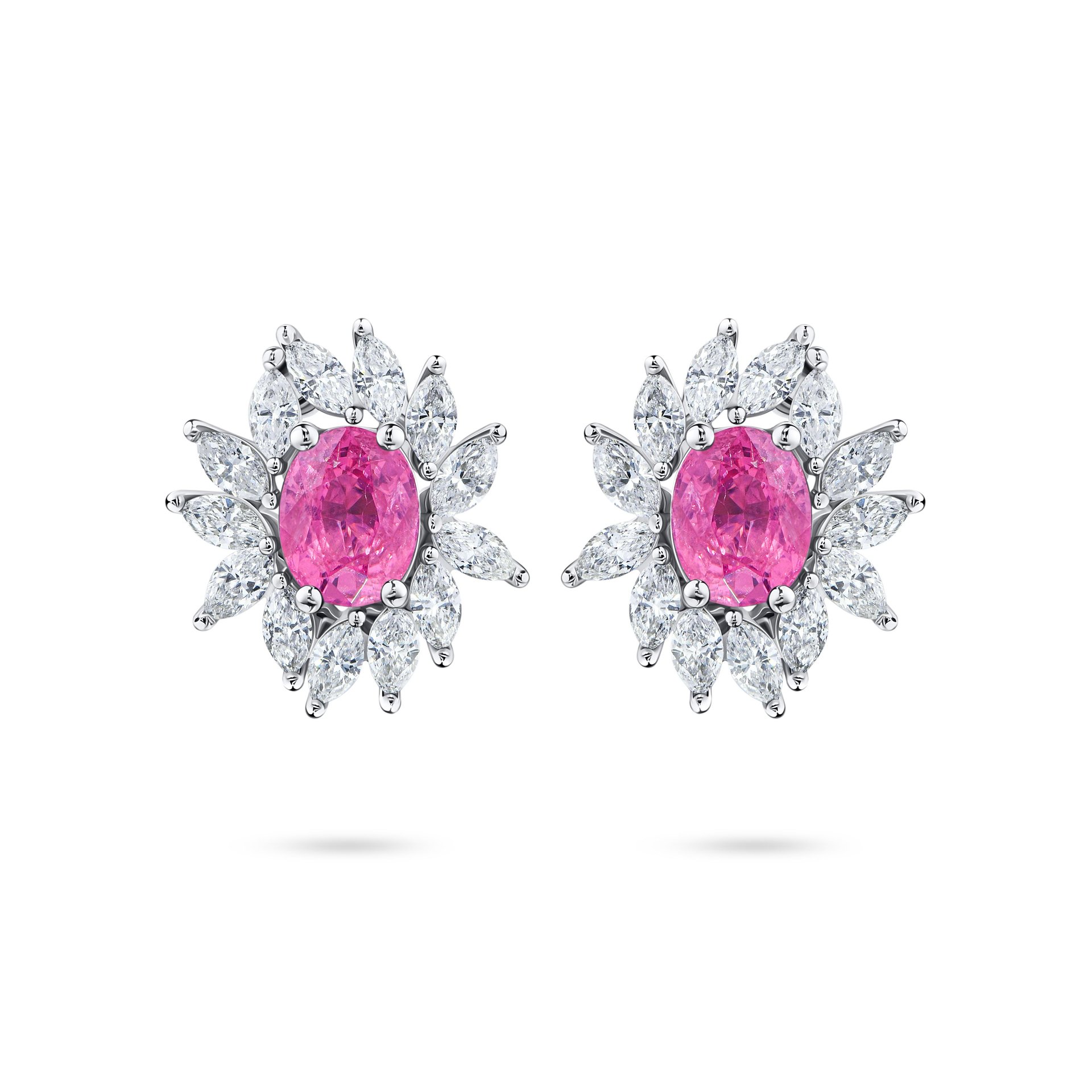 Пусеты из белого золота с шпинелями 0.76 и 0.68 карат