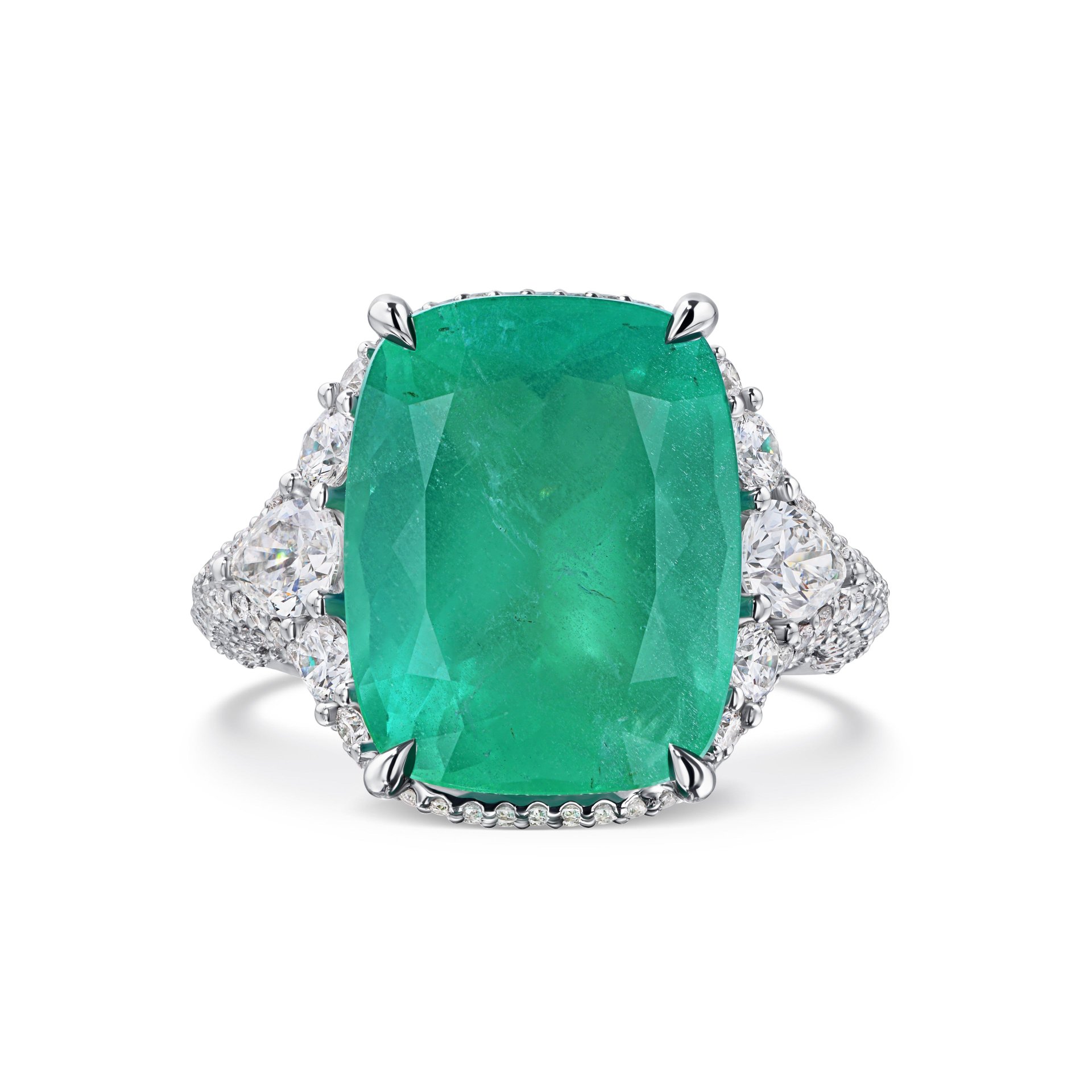 Кольцо с изумрудом 9.8 карат на белом золоте от Parure Atelier