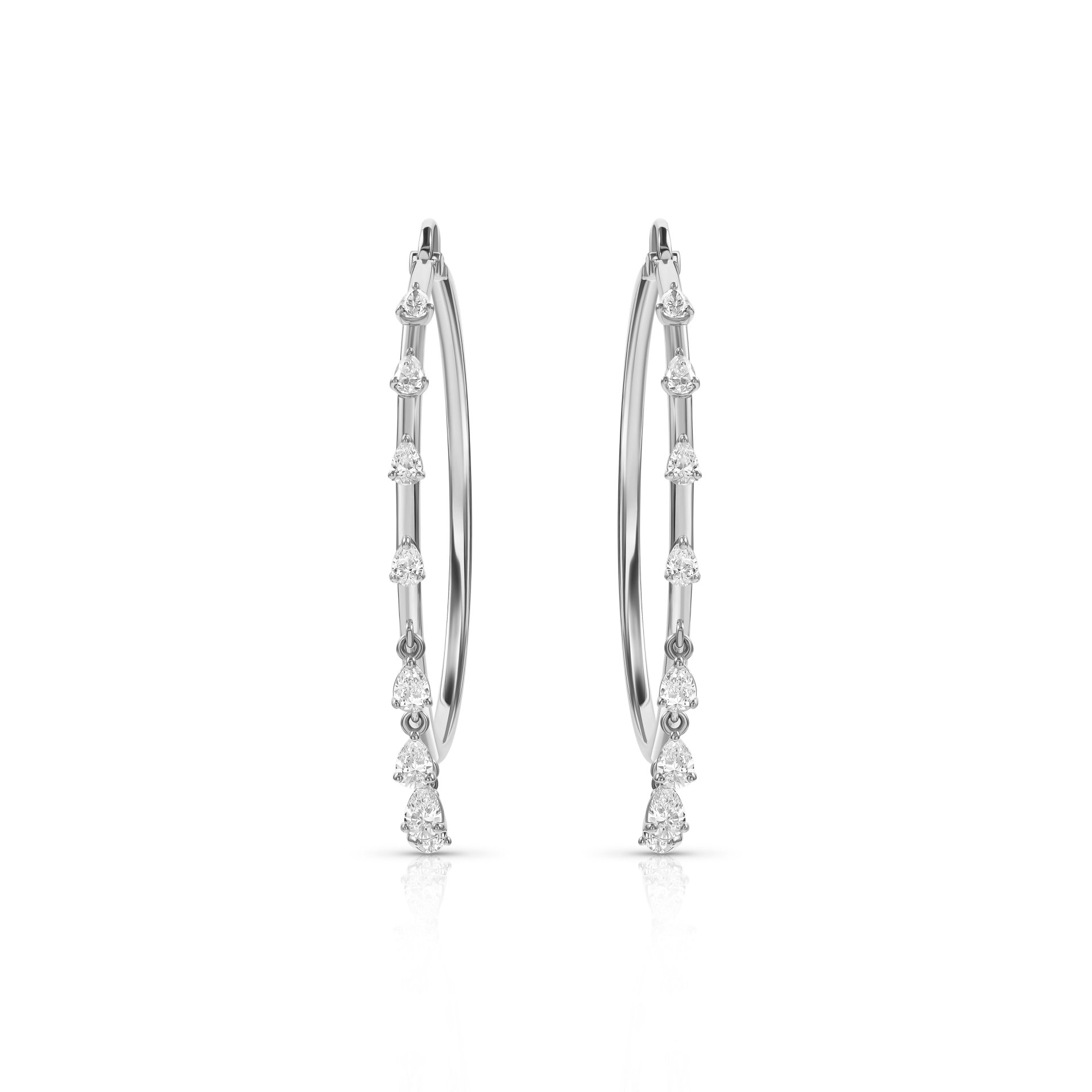 Серьги-конго с бриллиантами 1.18 карат, элегантный дизайн.