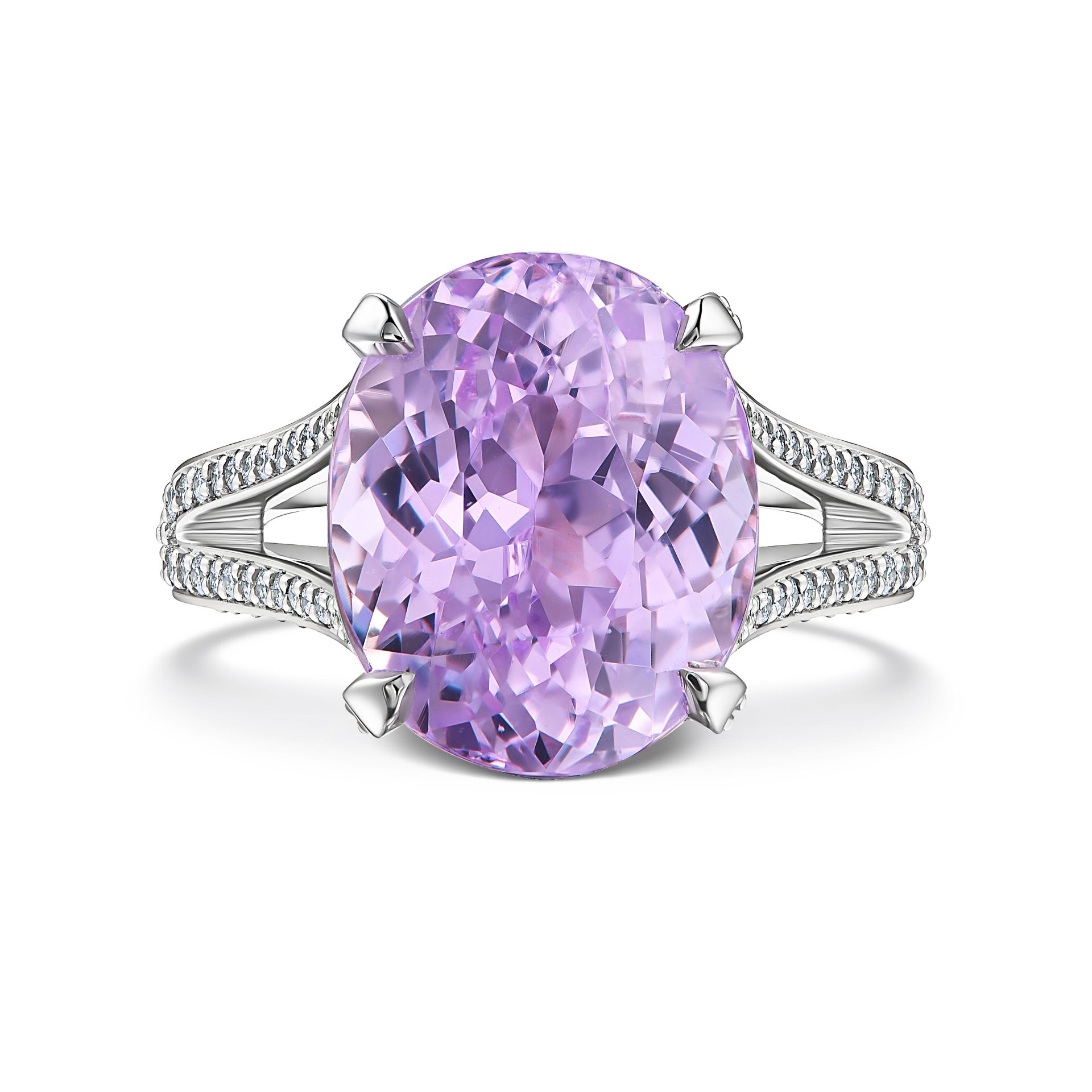 Кольцо из белого золота с кунцитом 8.96 карата, дизайн Parure Atelier