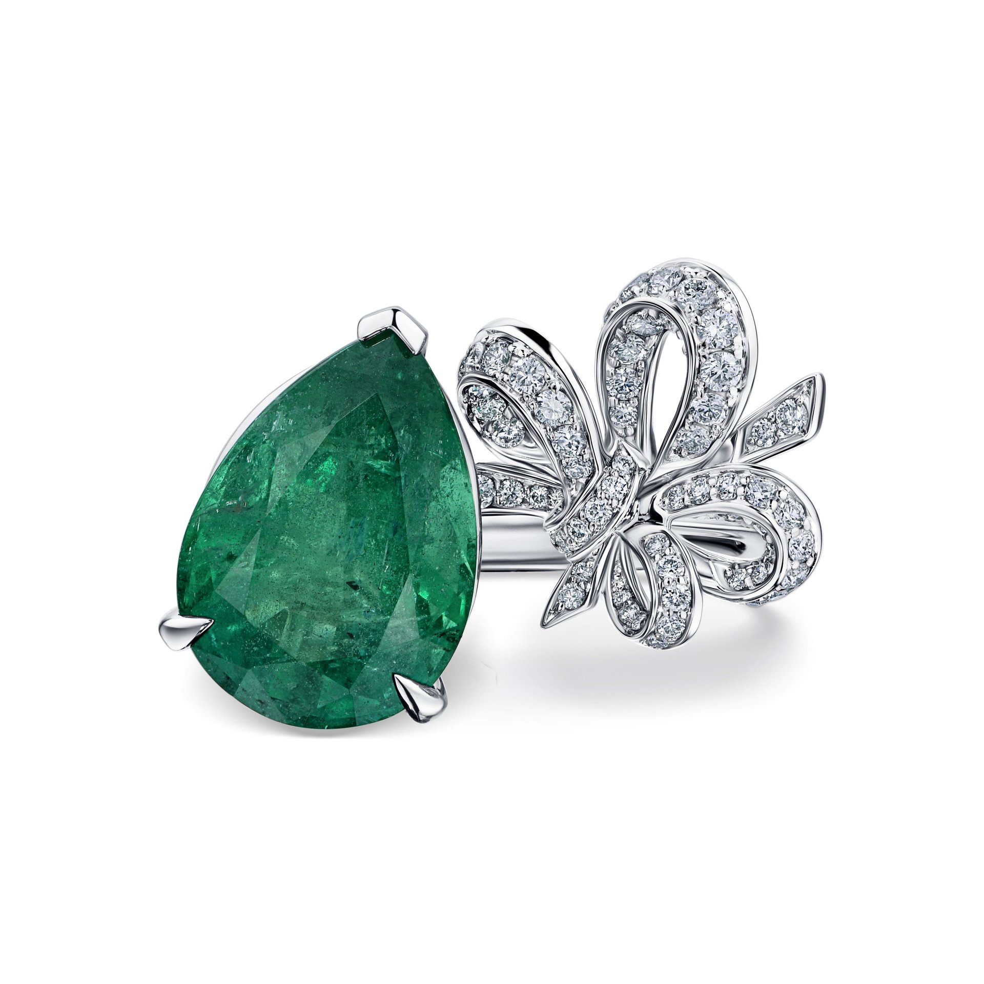 Кольцо с изумрудом 7.16 карат в белом золоте от Parure Atelier