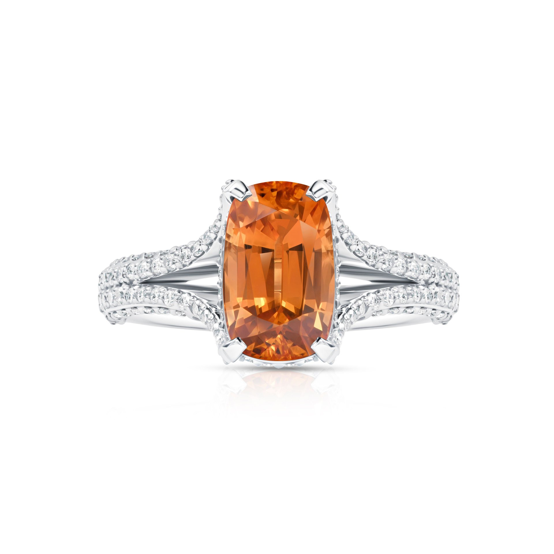 Кольцо из белого золота с спессартином 3.22 карата