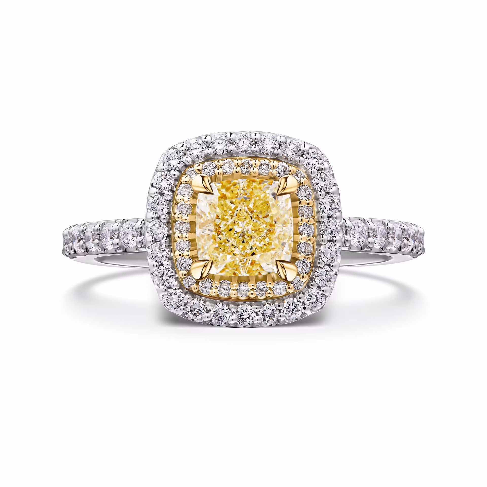 Кольцо с желтым бриллиантом 1 карат в белом золоте от Parure Atelier