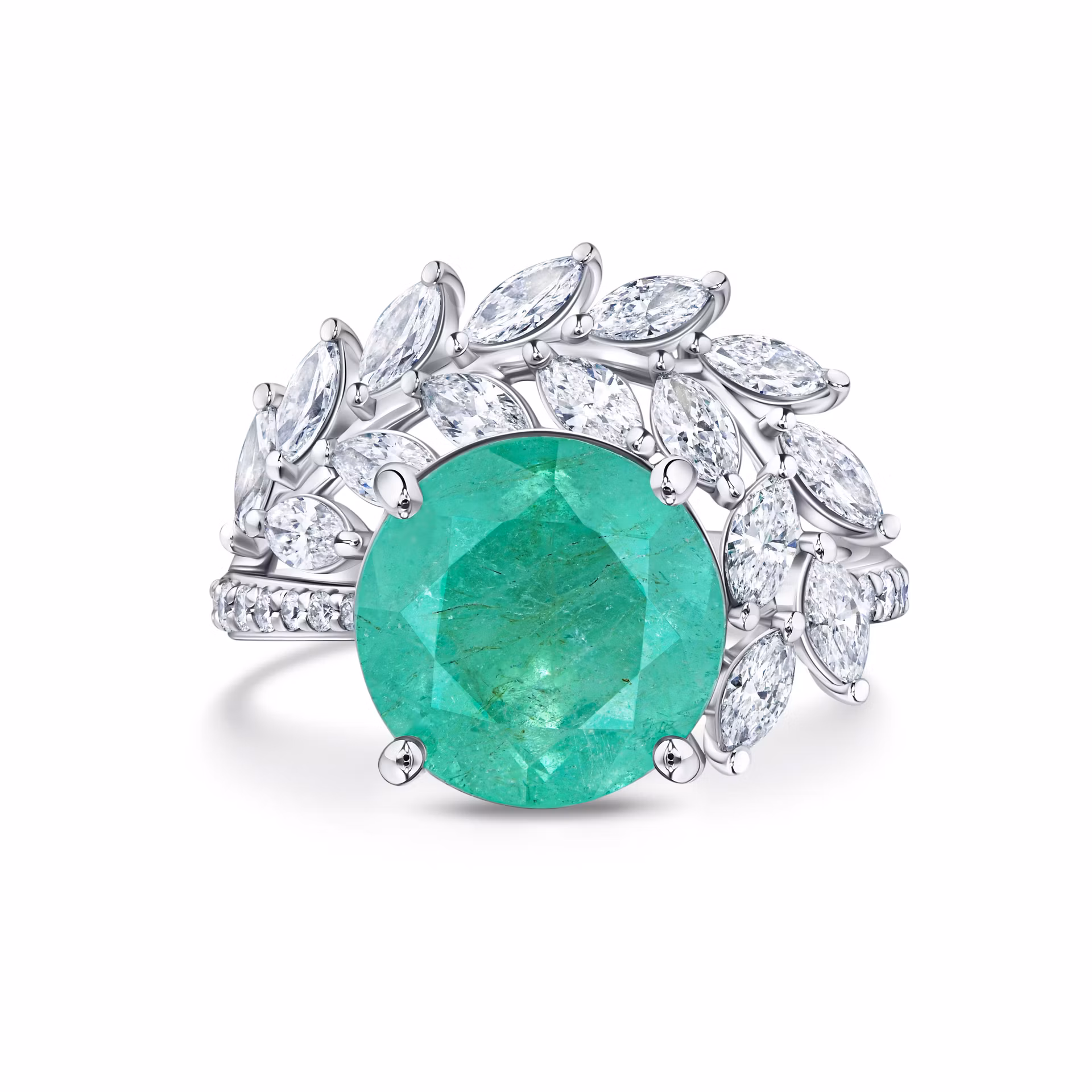 Кольцо с изумрудом 4.04 карата в белом золоте, дизайн Parure Atelier