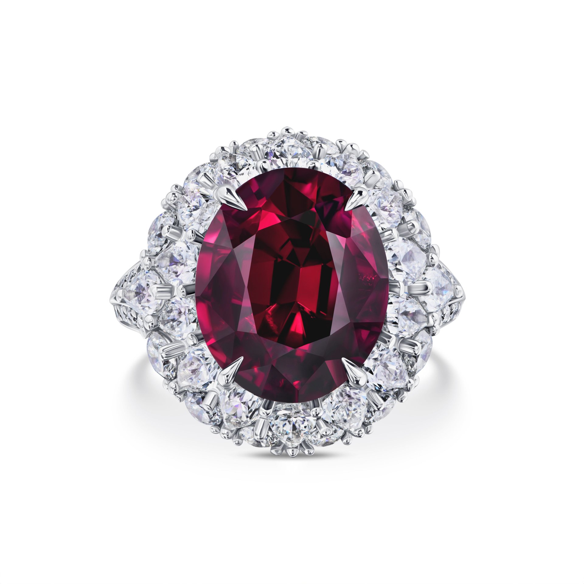 Кольцо с турмалином рубеллитом 9.36 карат в белом золоте