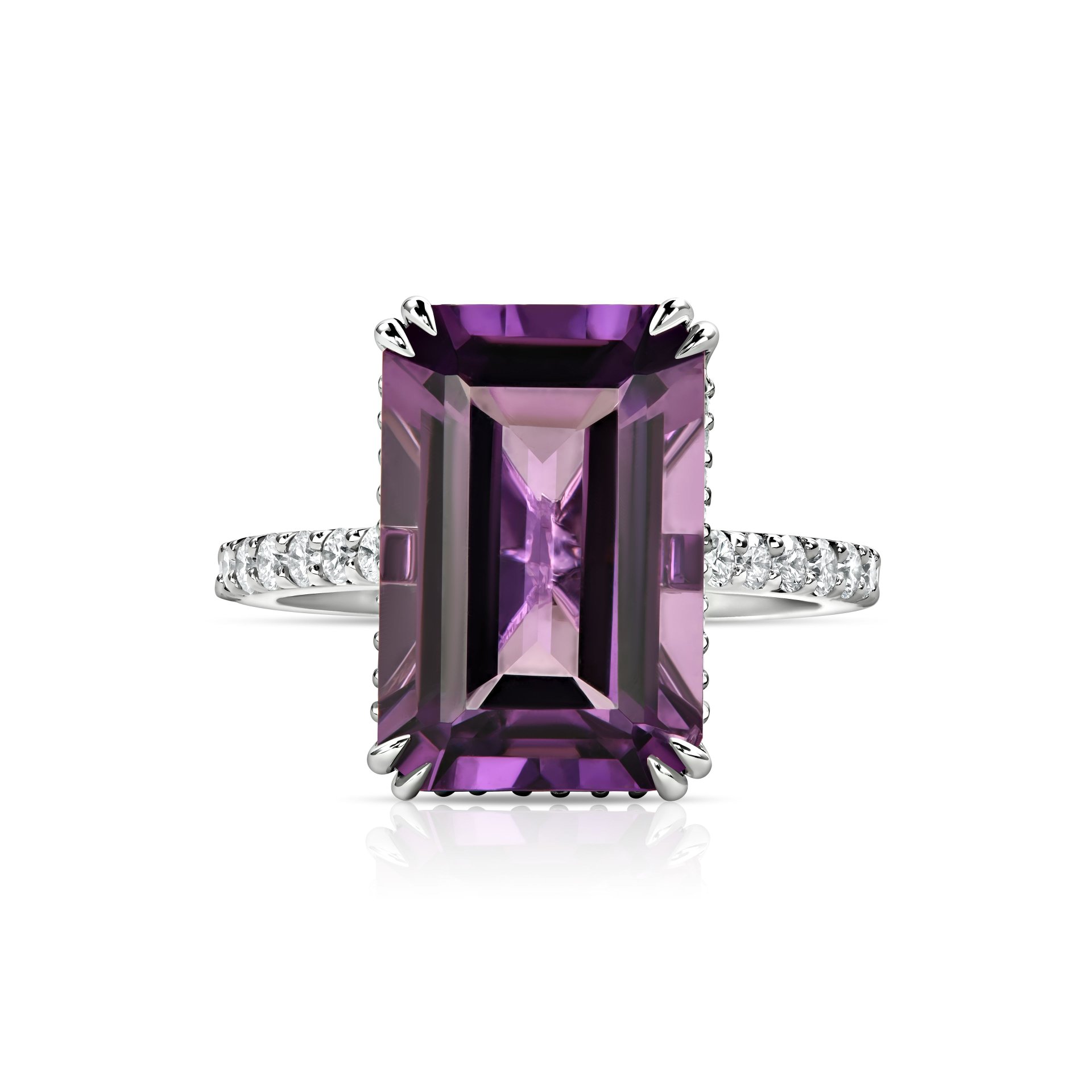 Кольцо с аметистом 6.05 карат в белом золоте от Parure Atelier