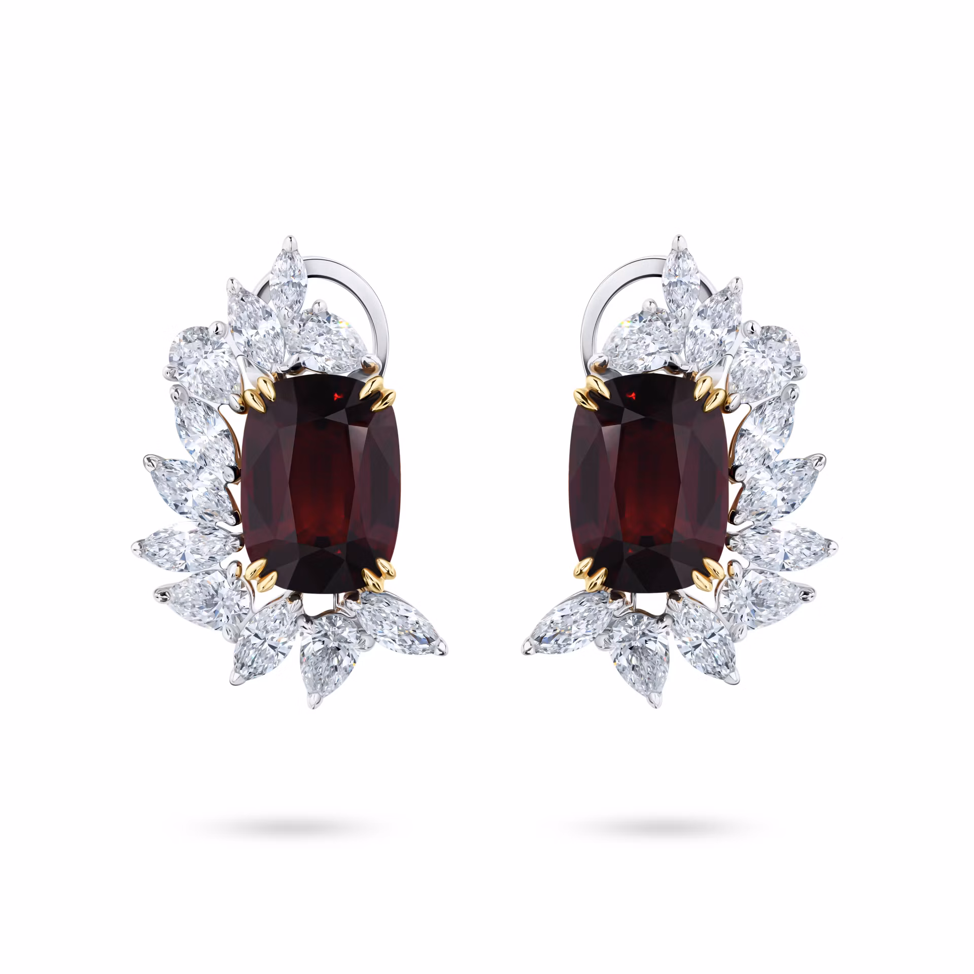 Серьги из белого золота со шпинелями 3.52 и 3.27 карат.