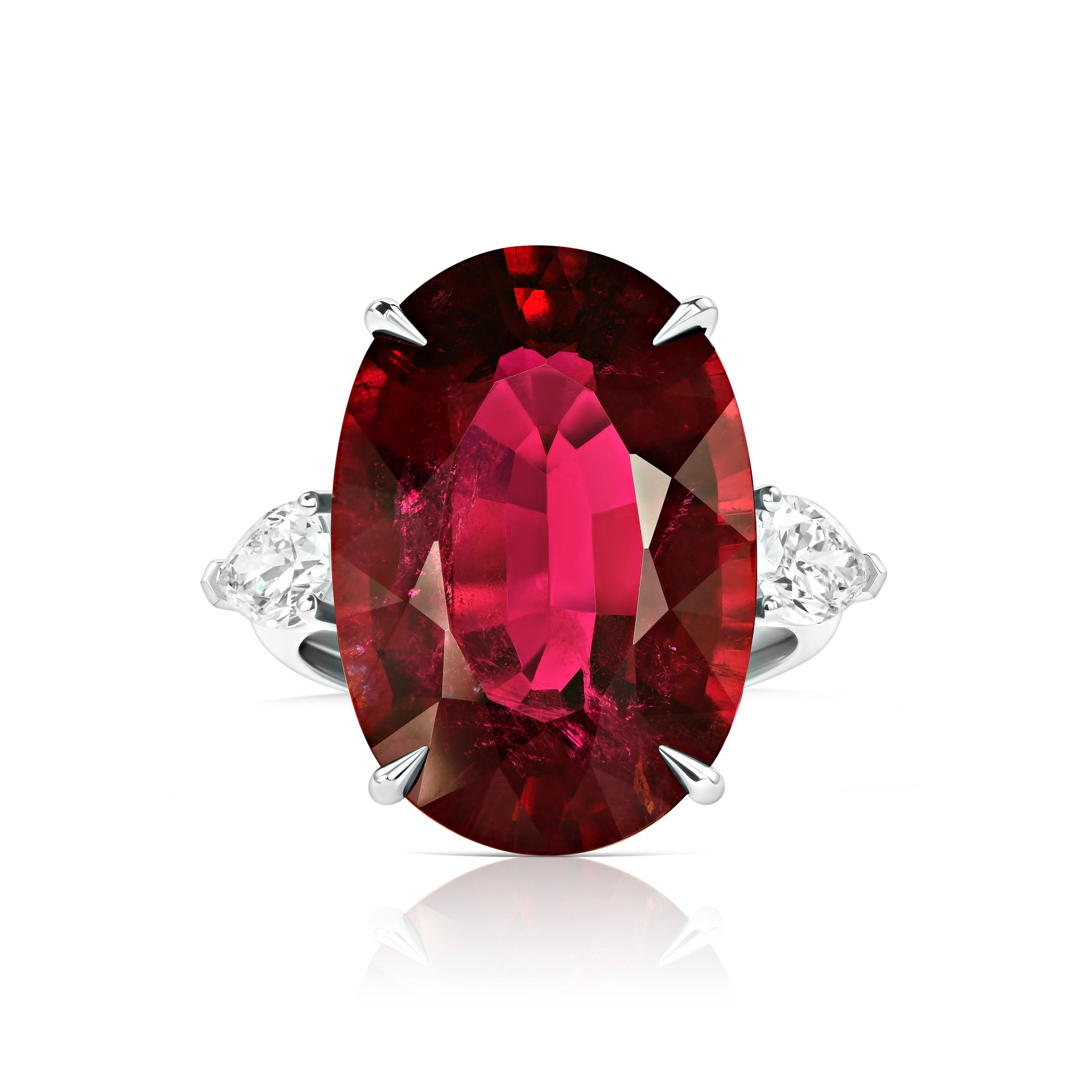 Кольцо Sunrise Kiss с турмалином рубеллит 14.53 карат в белом золоте
