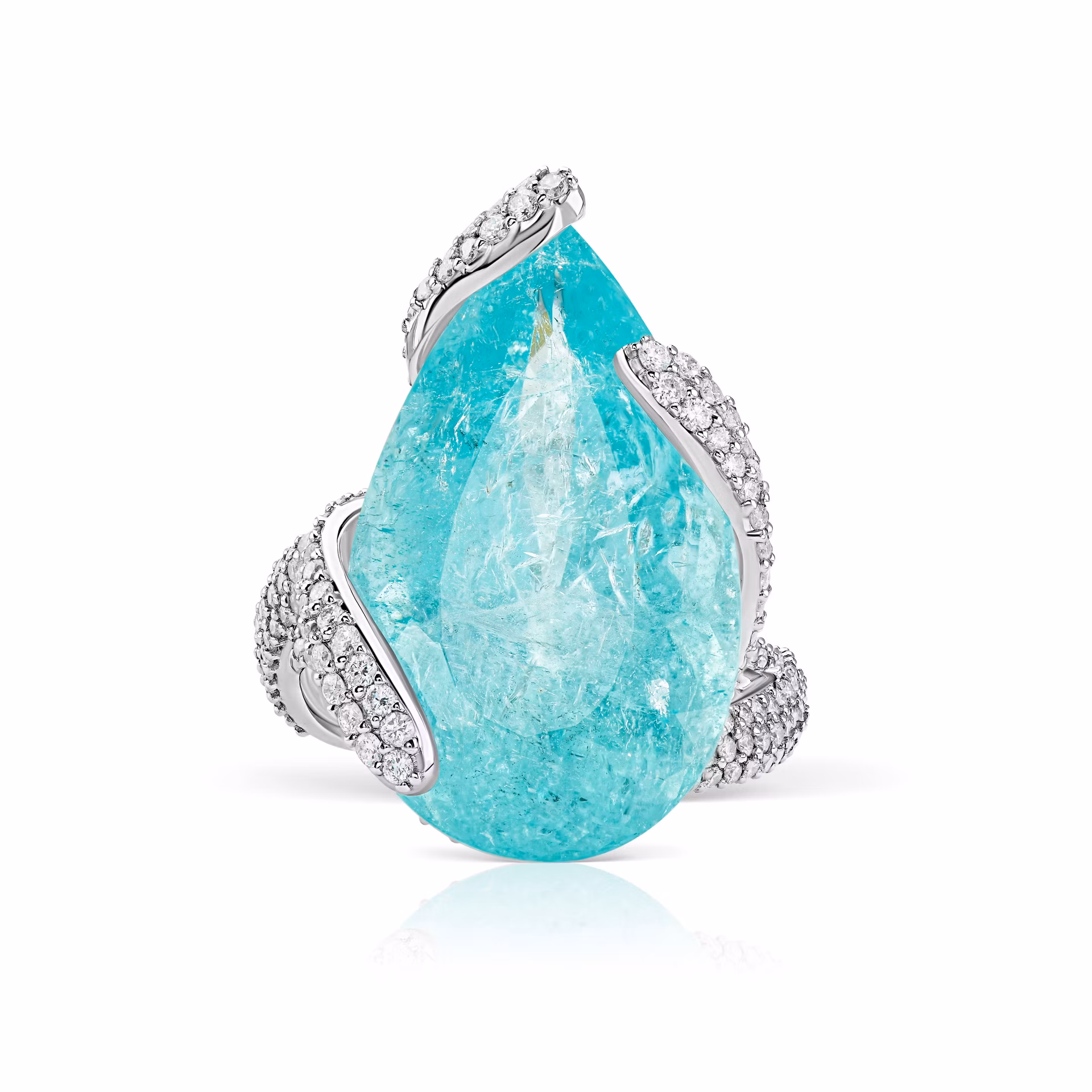 Кольцо Blessing of the Ocean с турмалином Параиба 20.43 карат в белом золоте