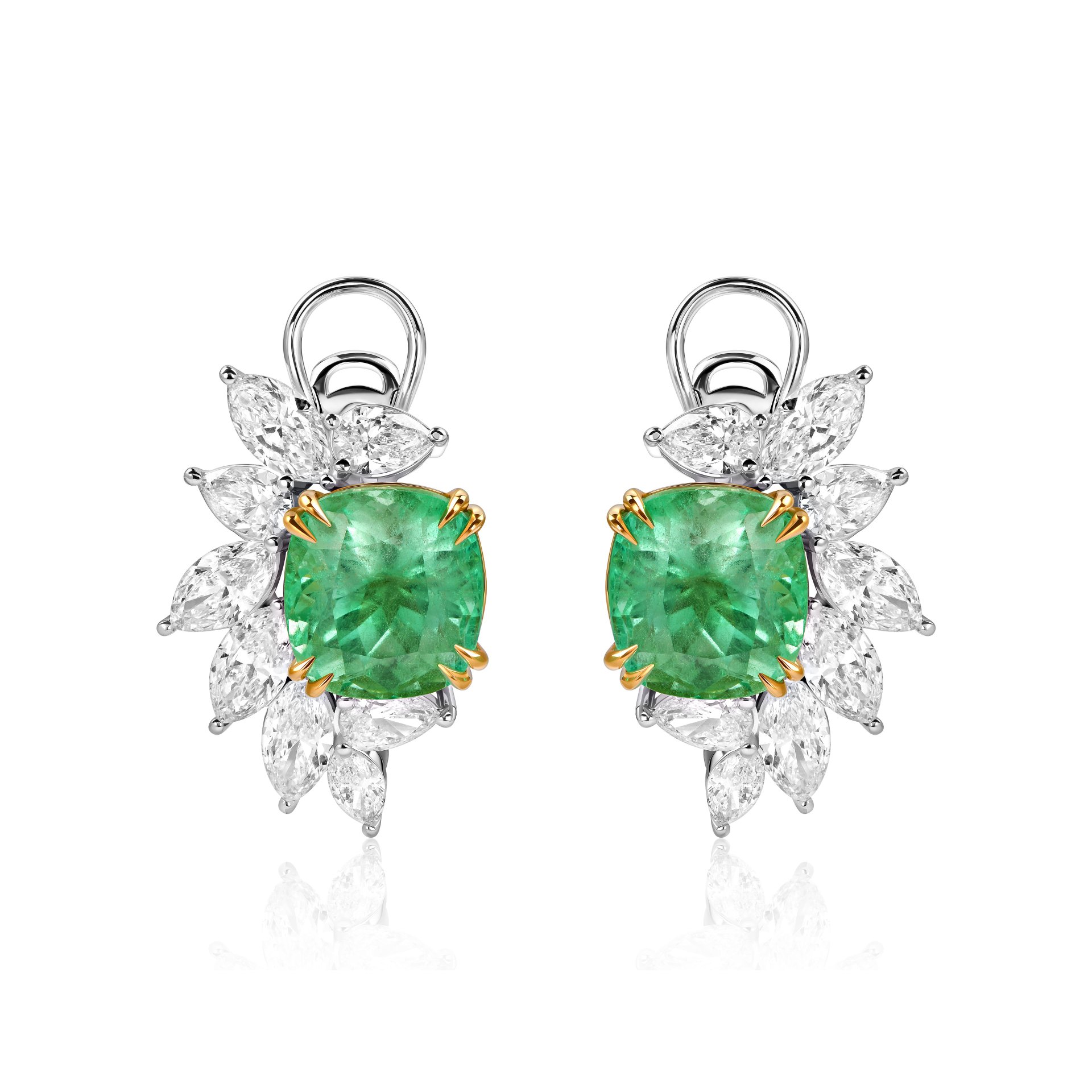 Серьги с изумрудами 13.97 карат в белом золоте.