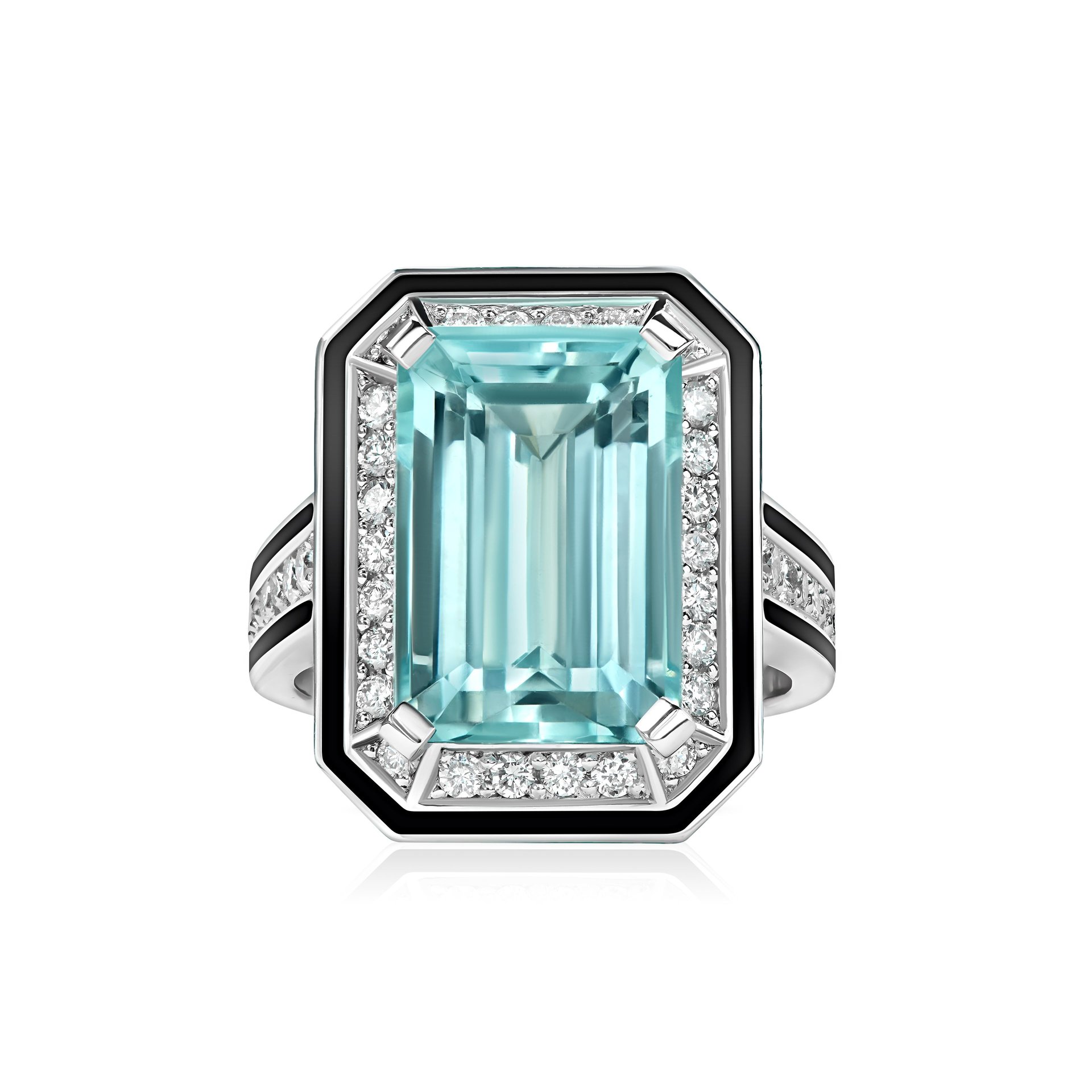 Кольцо с аквамарином 6.15 карат в белом золоте, дизайн Parure Atelier