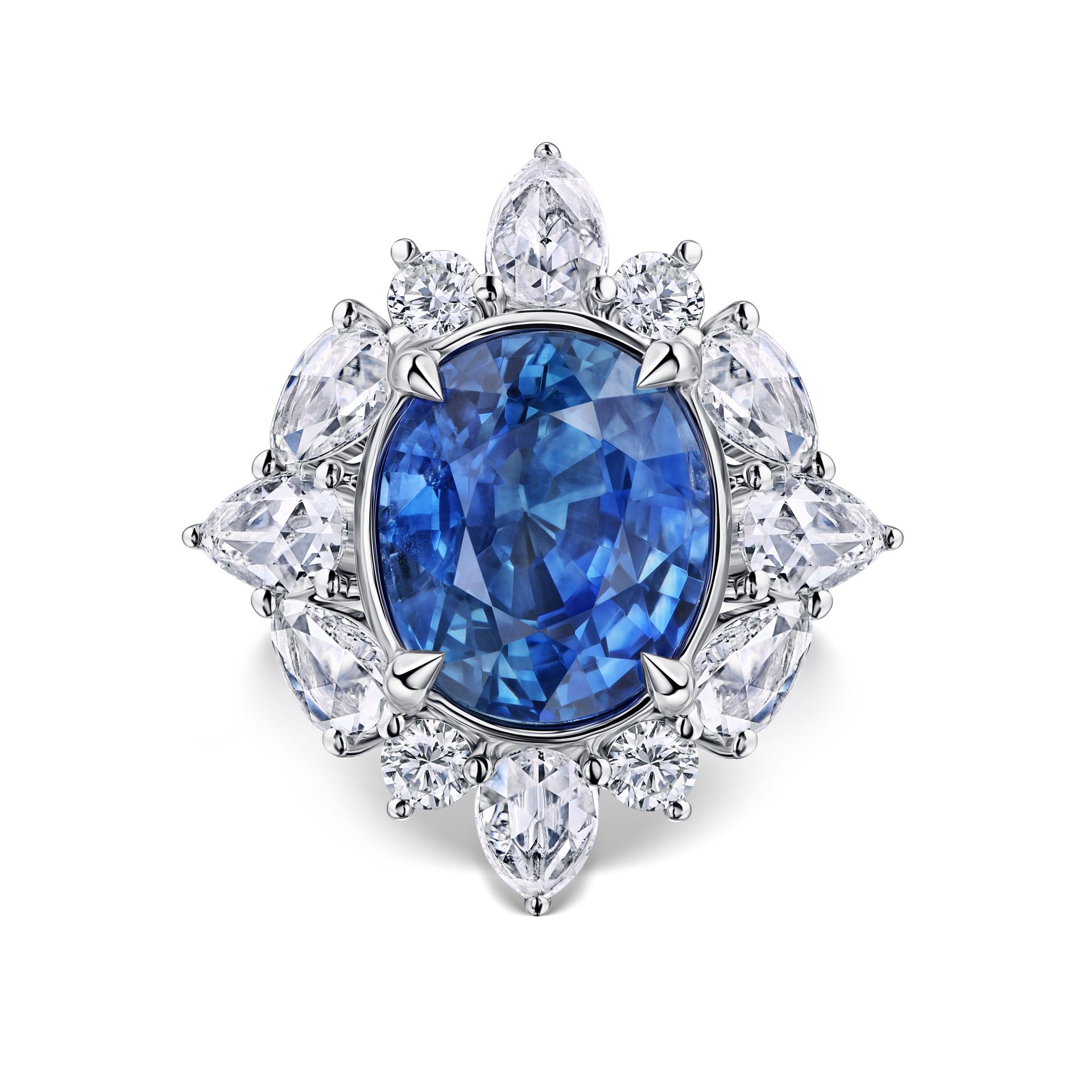 Кольцо из белого золота с сапфиром 4.63 карата, дизайн Parure Atelier