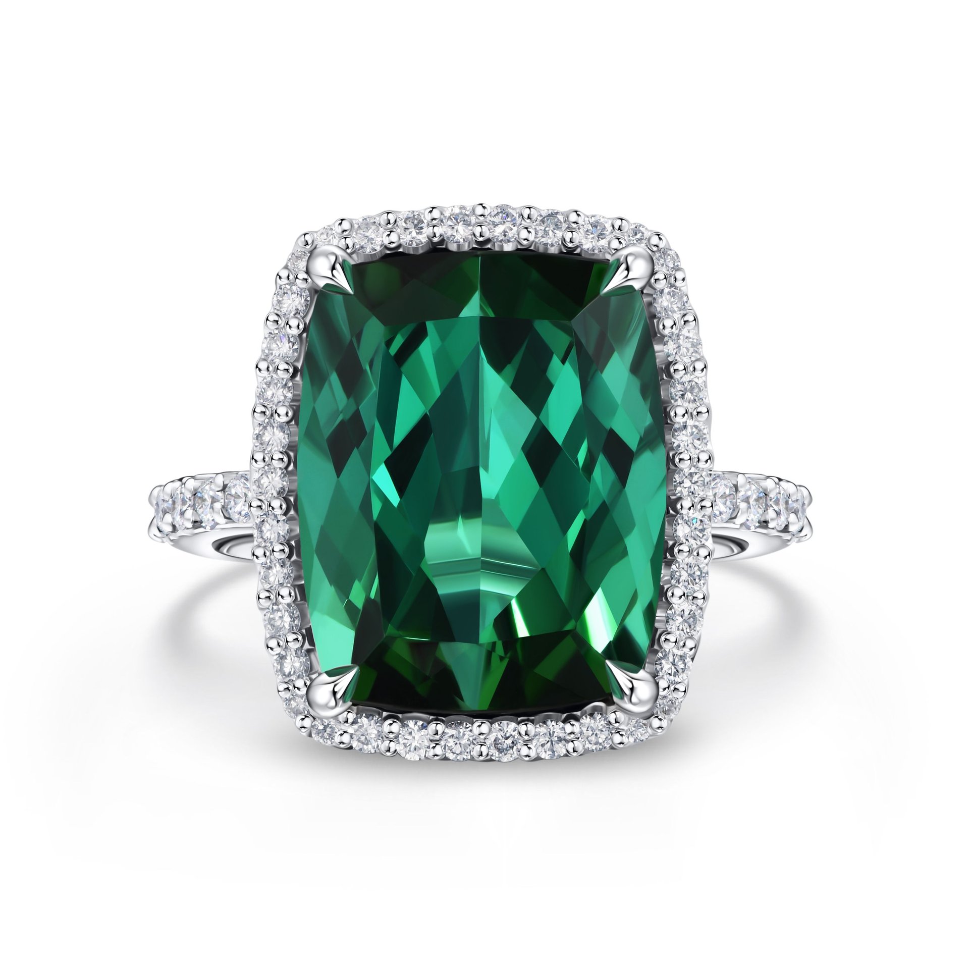 Кольцо с крупным турмалином 8.18 карат в белом золоте от Parure Atelier