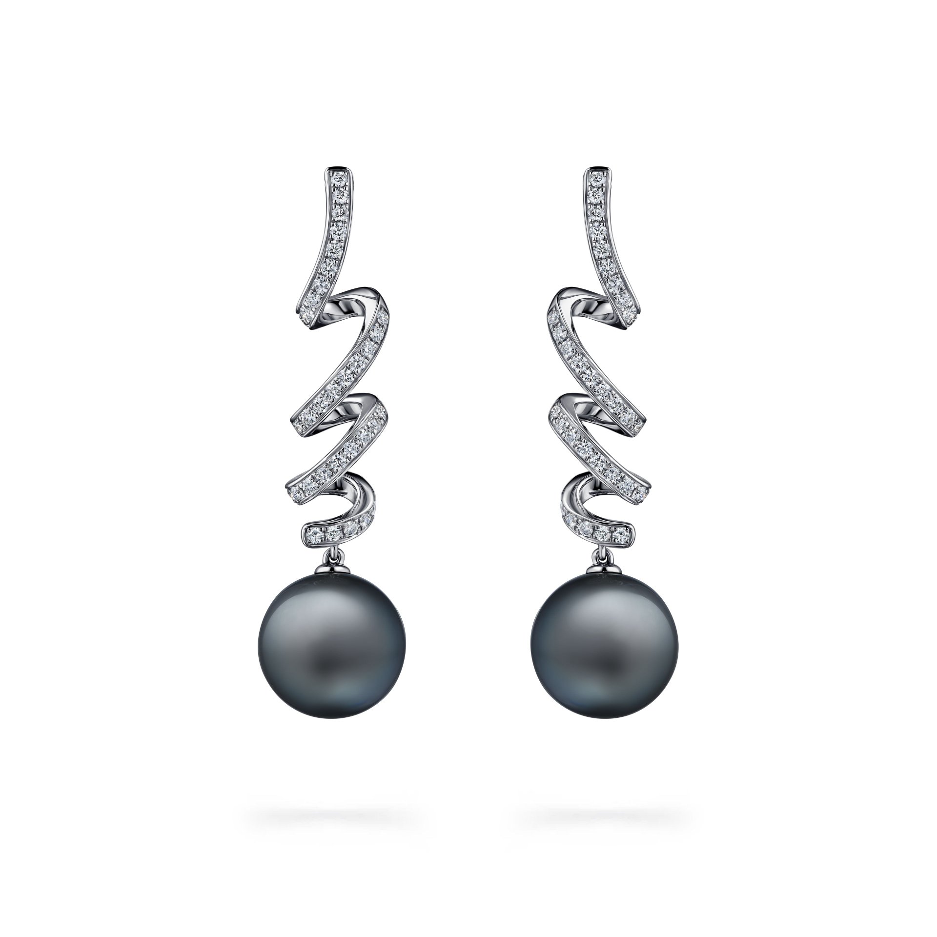 Серьги с жемчугом "near Round" 26.88 кт Dark Gray