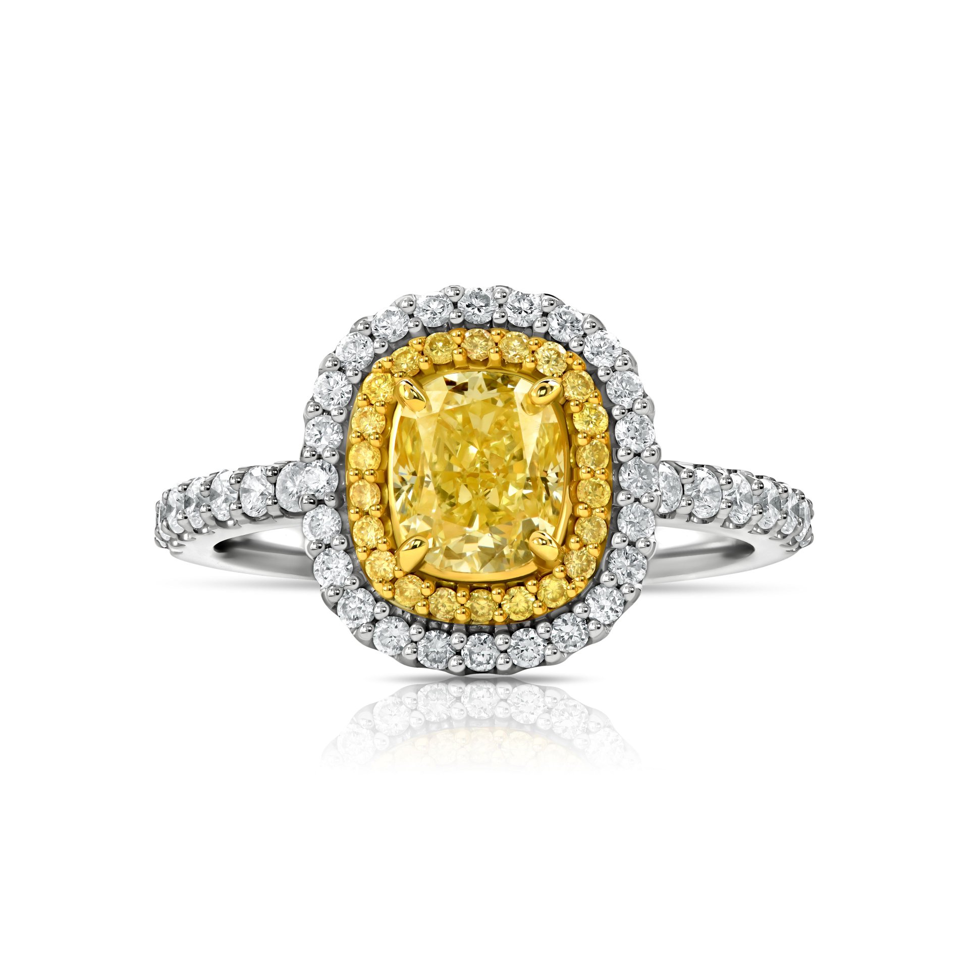 Кольцо с желтым бриллиантом 1.01 карат в белом золоте