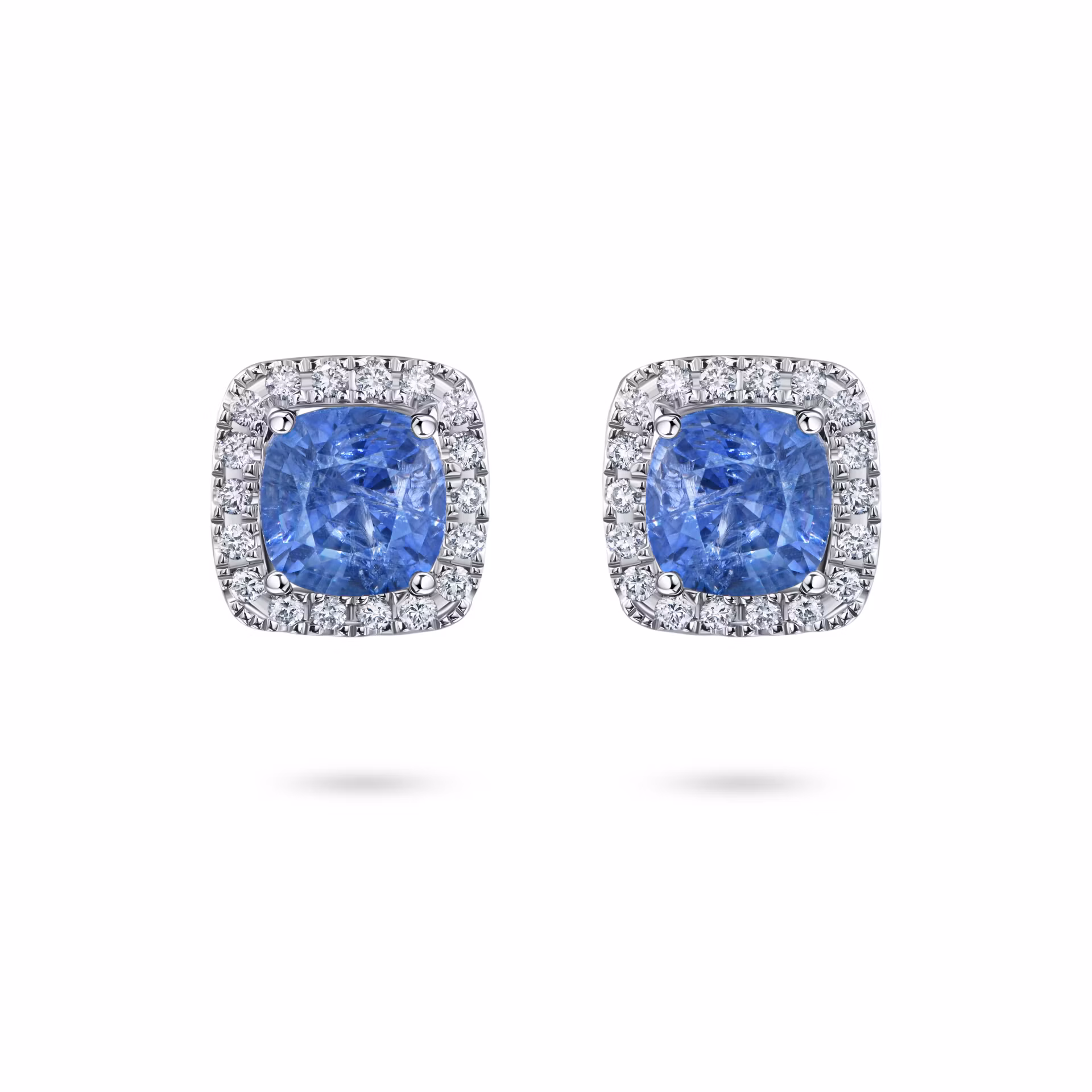 Пусеты с сапфирами 0.76 и 0.72 карата в белом золоте от Parure Atelier