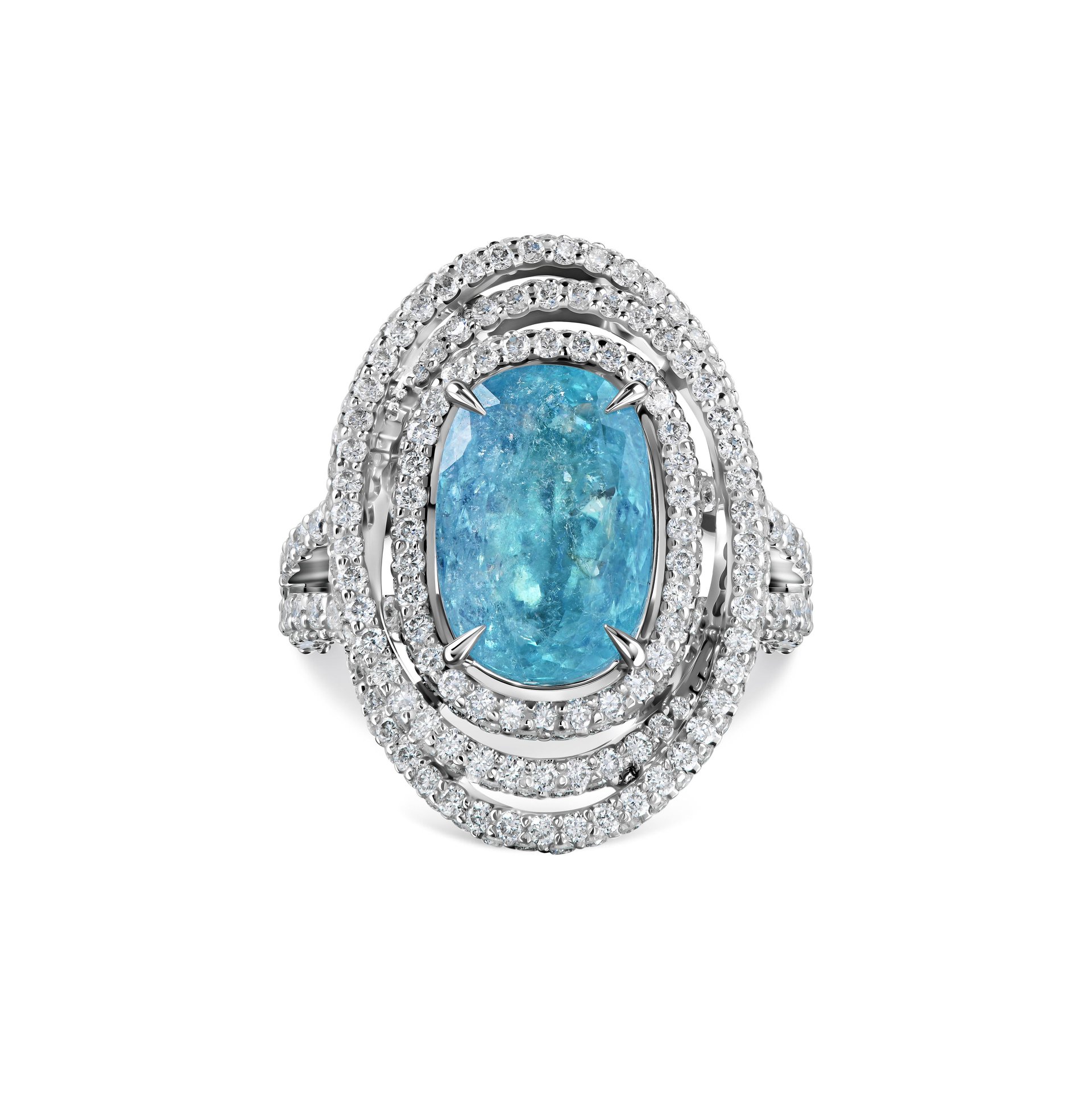 Кольцо из белого золота с турмалином Параиба 3.62 карата