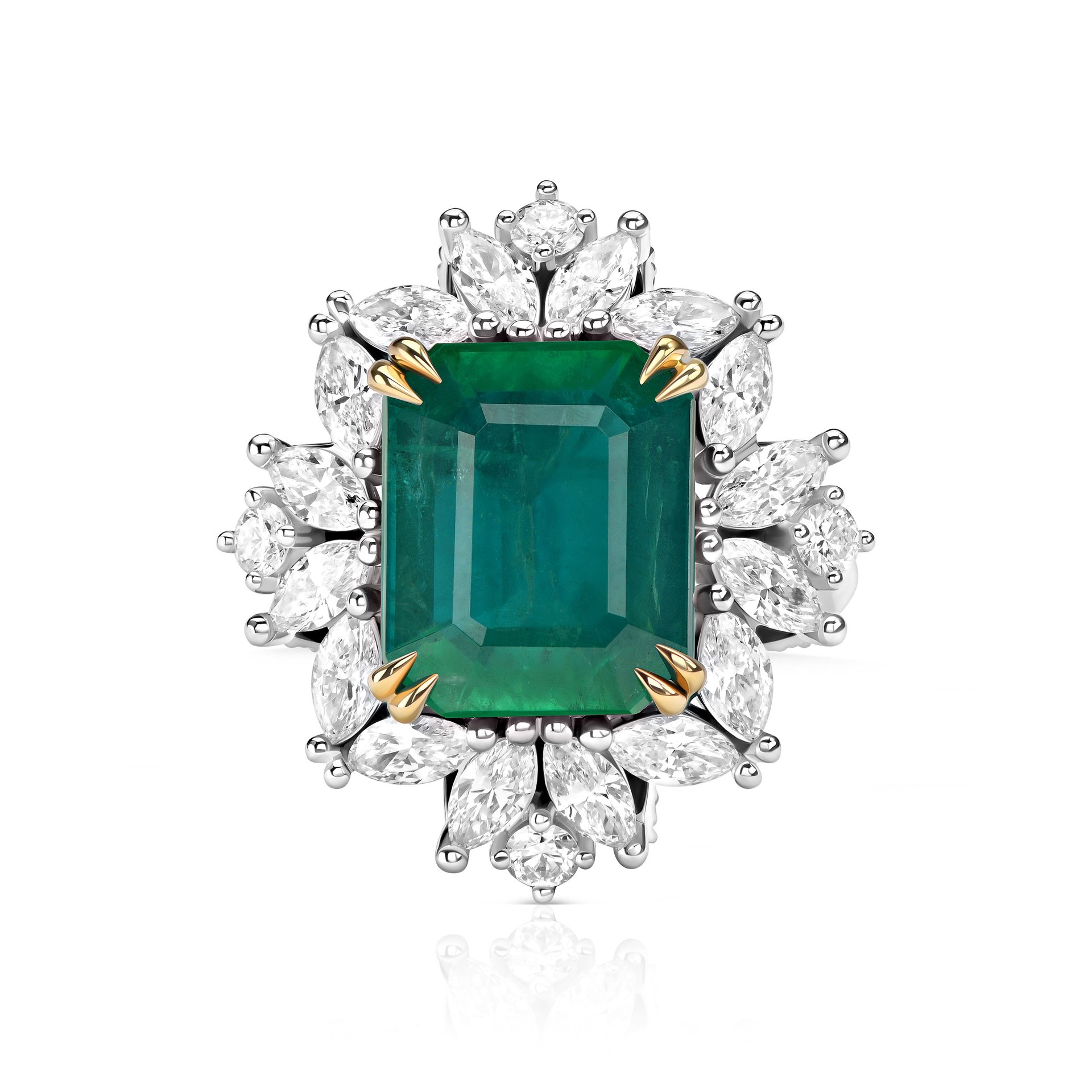 Кольцо Primavera с изумрудом 5.95 карат в октагон из белого золота
