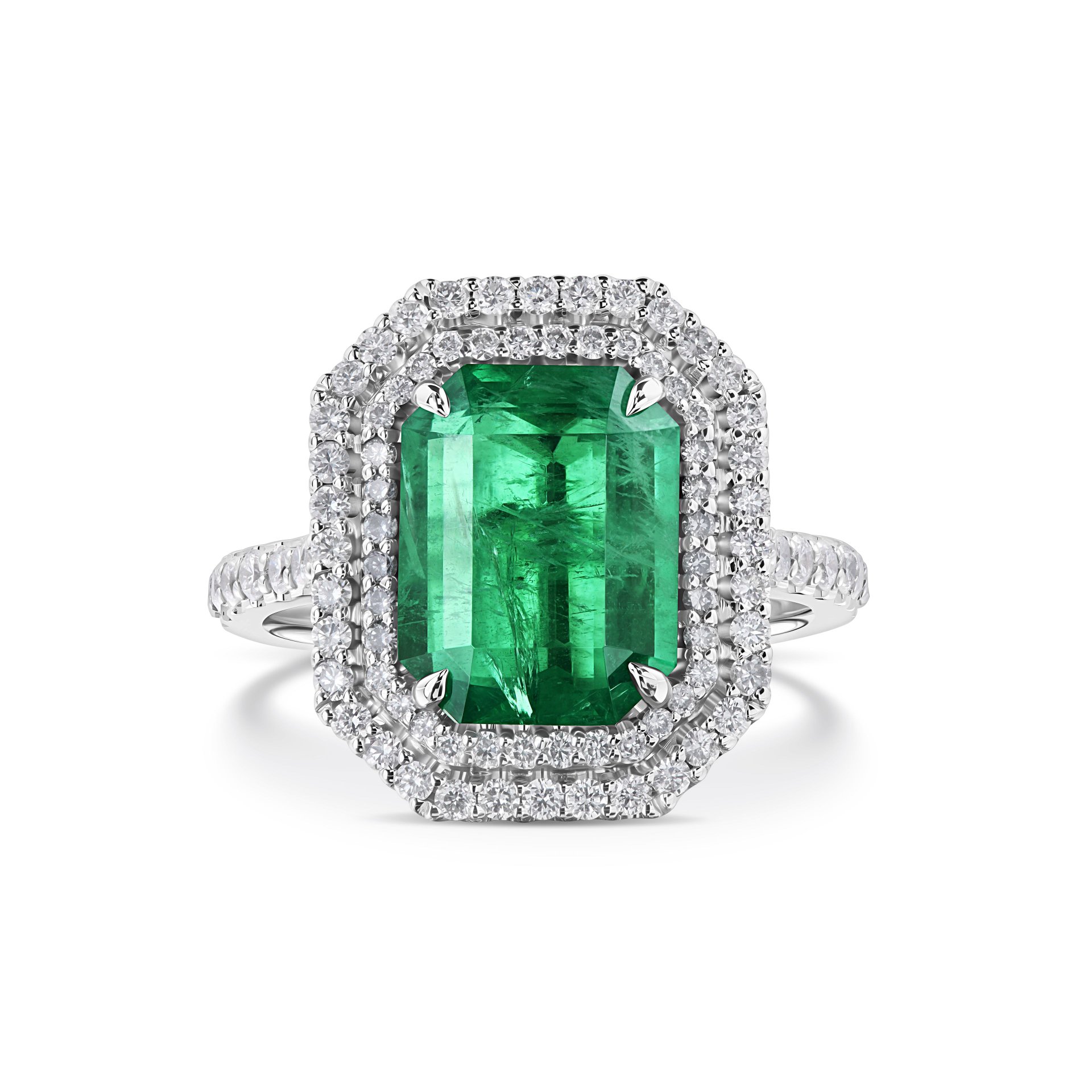 Кольцо с изумрудом 3.76 карат в белом золоте, дизайн Parure Atelier