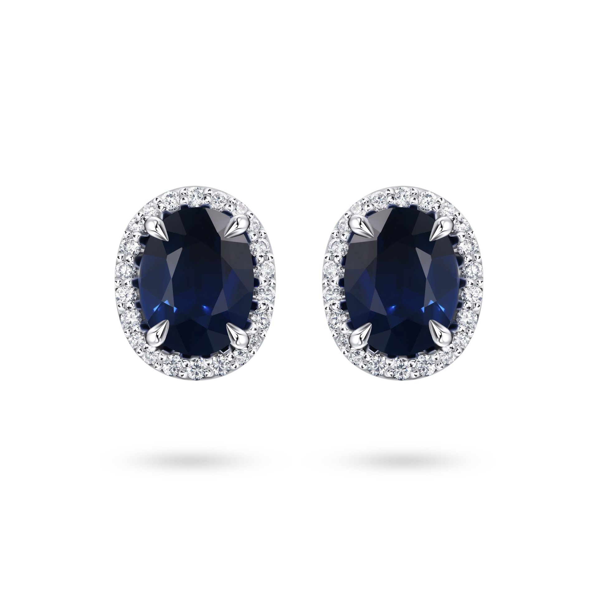 Пусеты из белого золота с сапфирами 1.95 и 2.10 карат