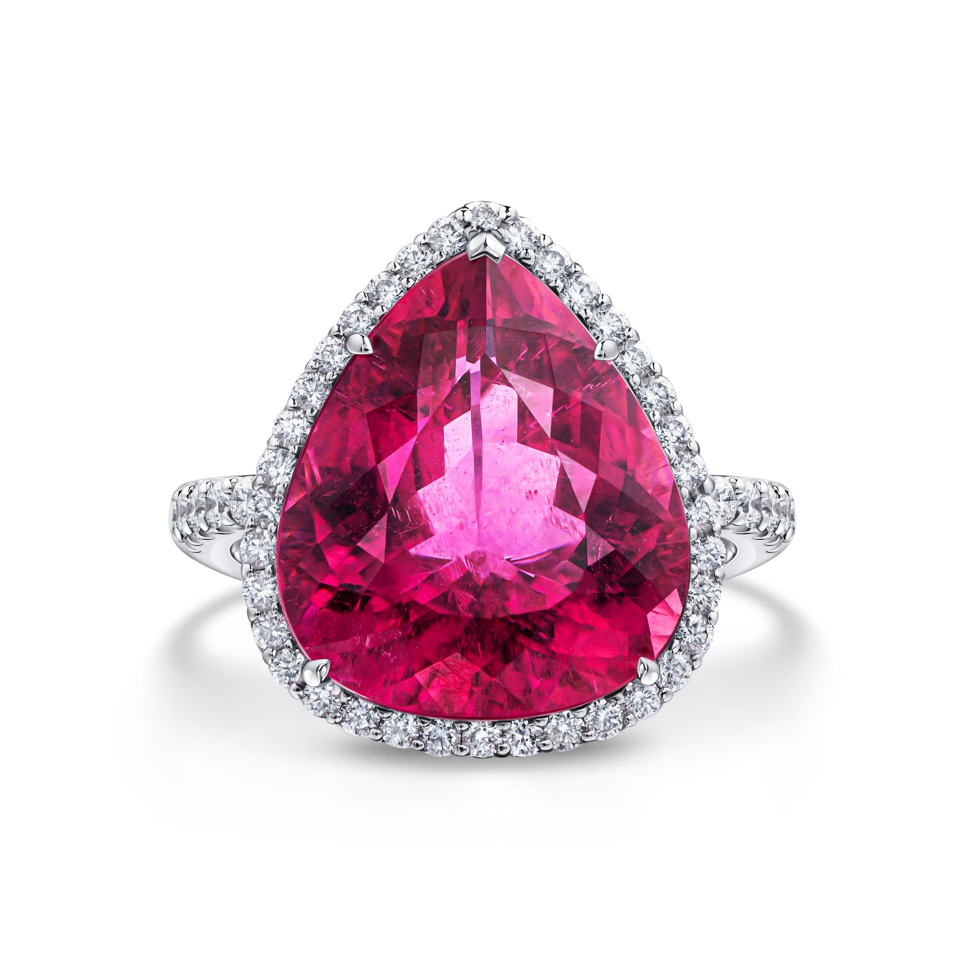 Кольцо с турмалином рубеллитом 7.2 карата в белом золоте