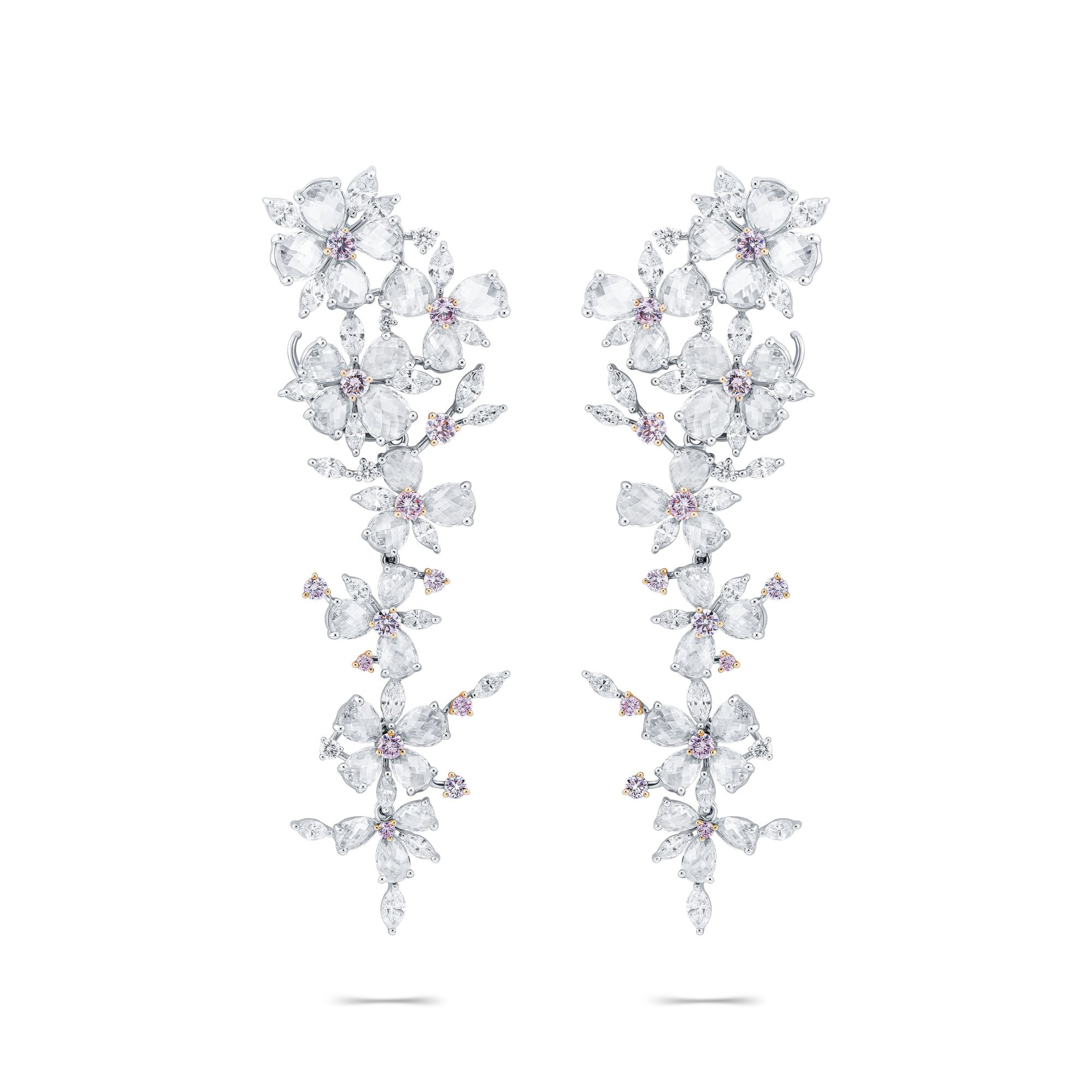 Earrings with diamond "rose cut Pear" 8.52 ct F/VS2