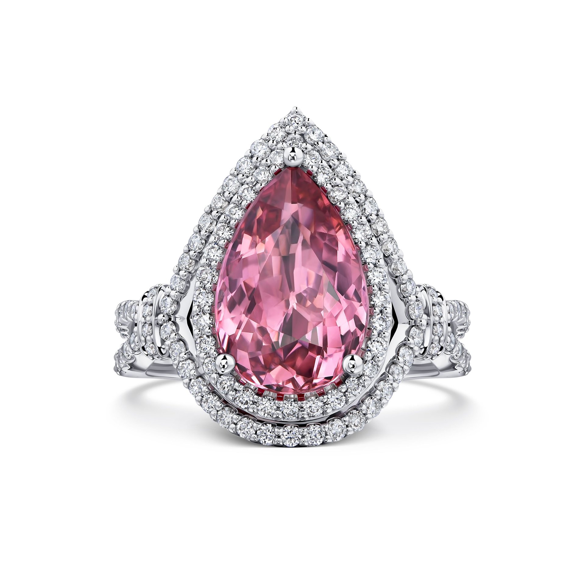 Кольцо с крупным турмалином 4.05 карат в белом золоте