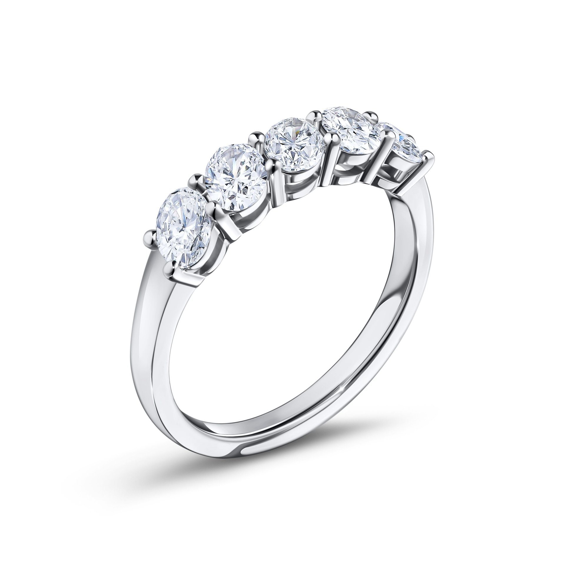 Кольцо-дорожка из белого золота с бриллиантом 1.117 карат