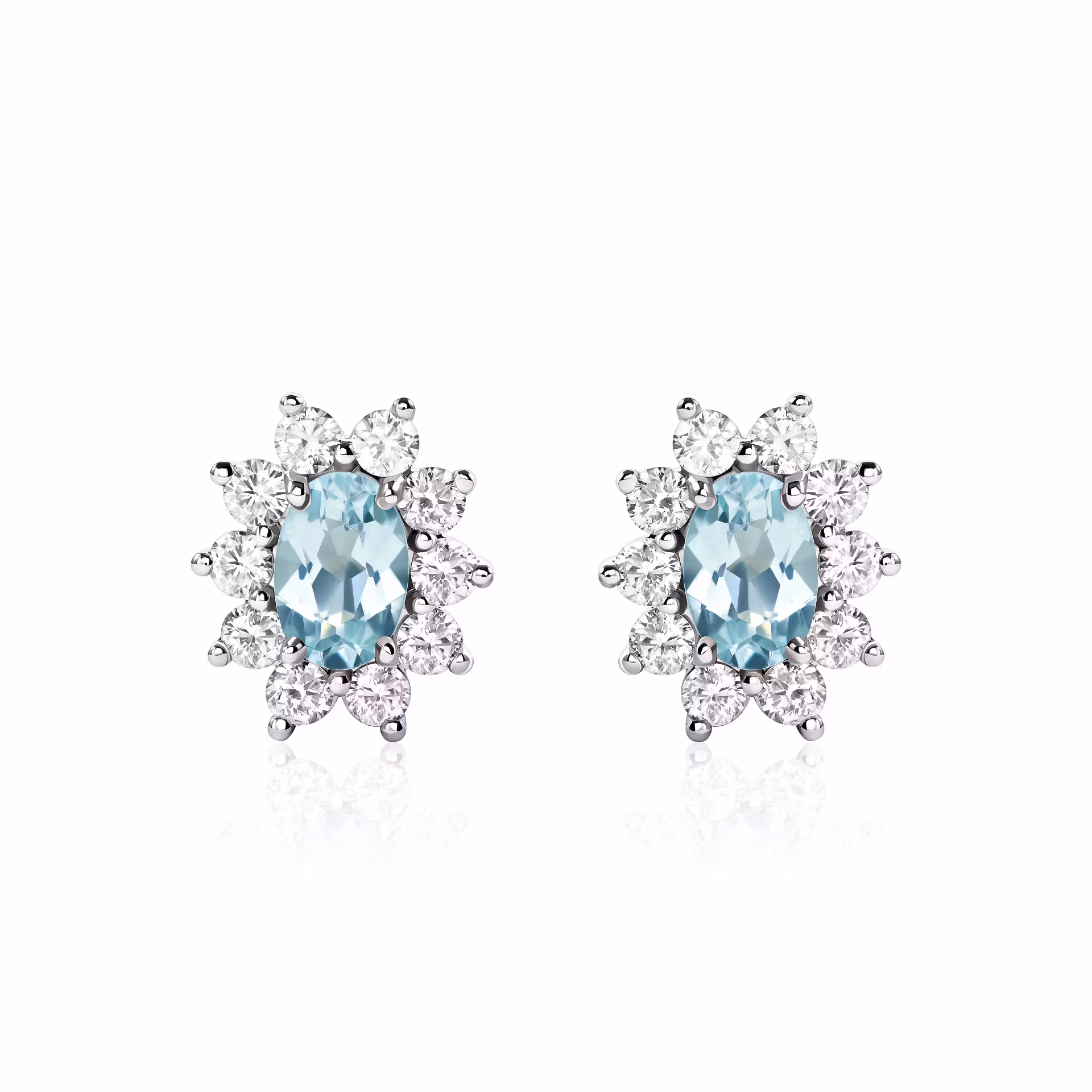 Пусеты из белого золота с турмалинами Параиба 0.99 карата.