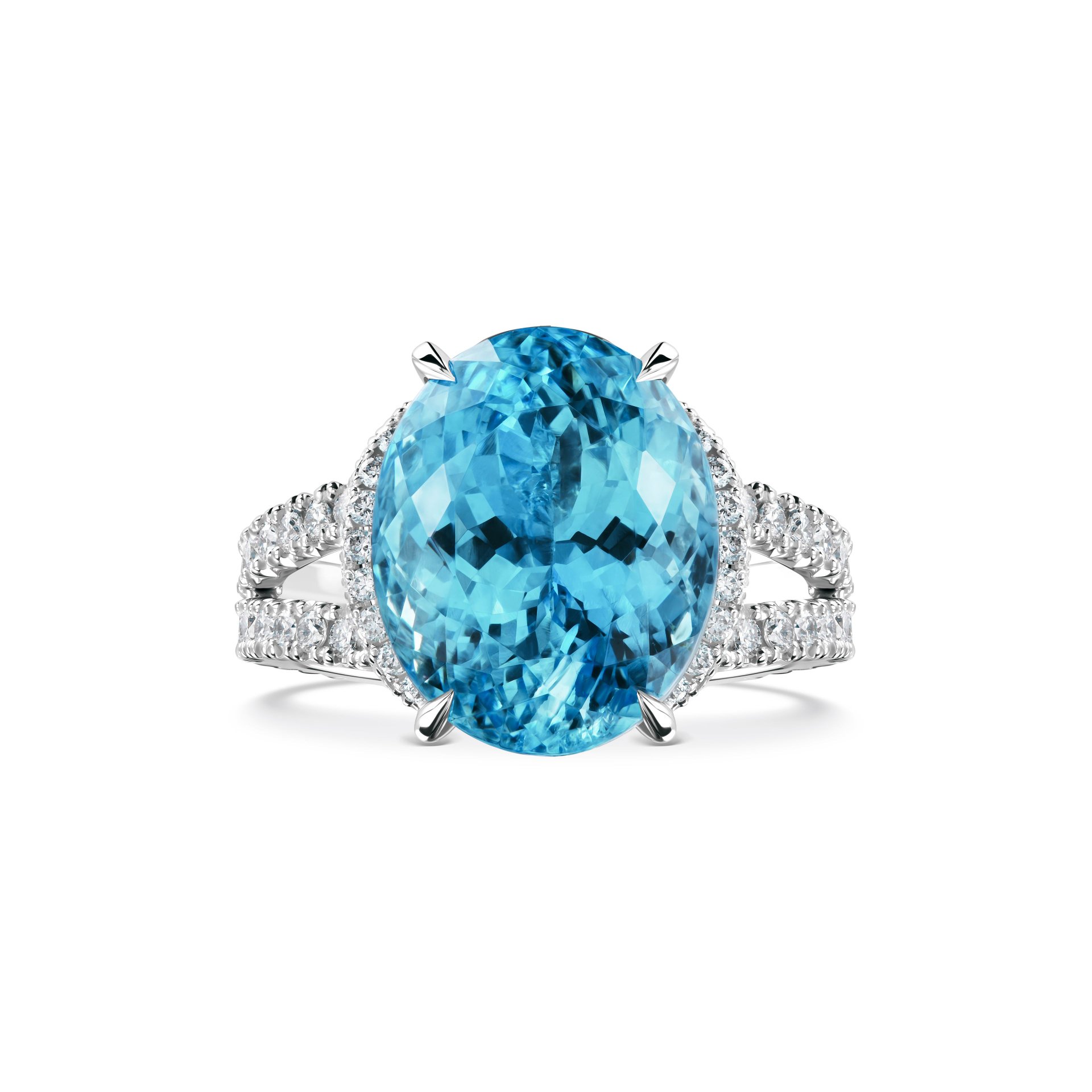 Кольцо с аквамарином 6.08 карат в белом золоте от Parure Atelier