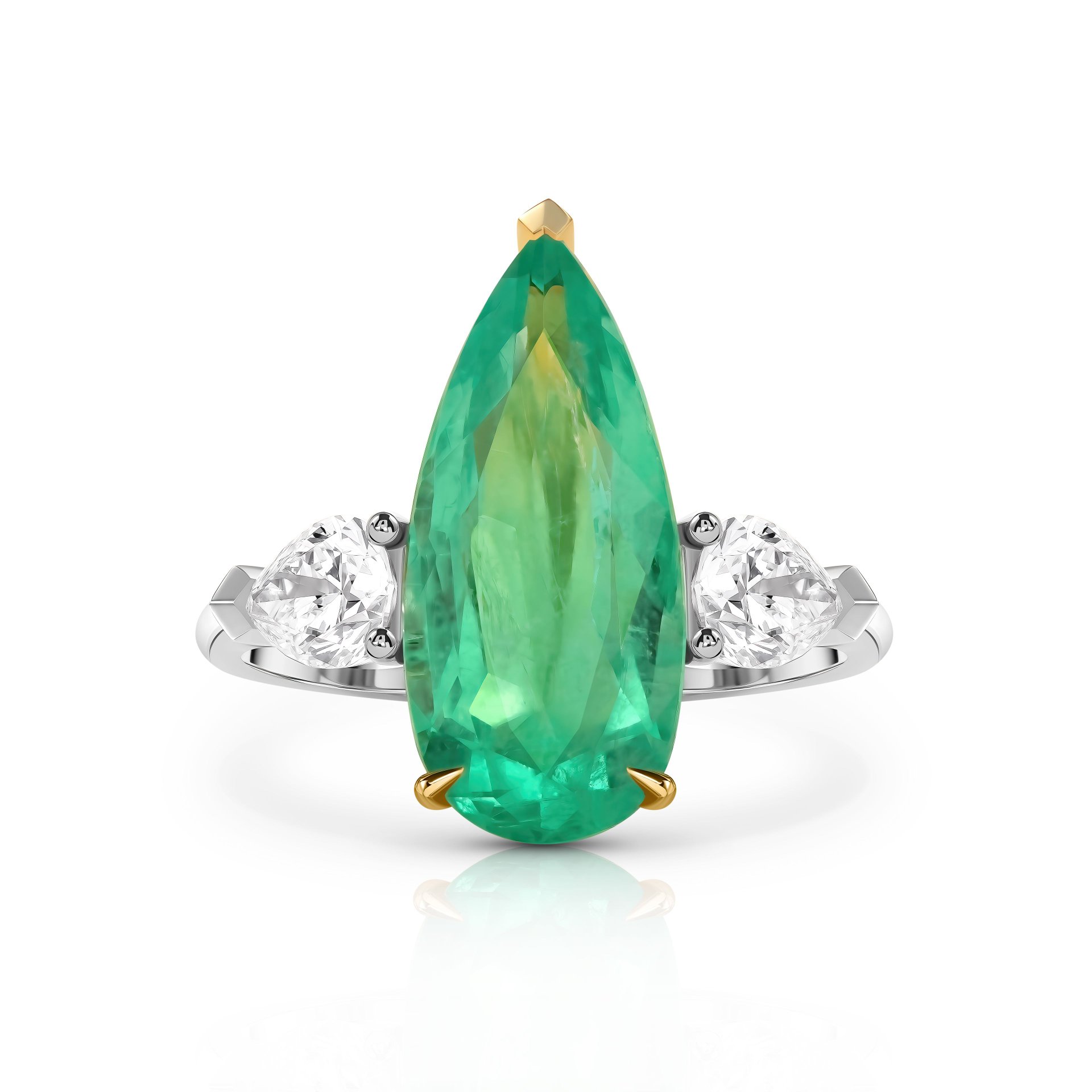 Кольцо с изумрудом 3.79 карат в белом золоте, дизайн Parure Atelier