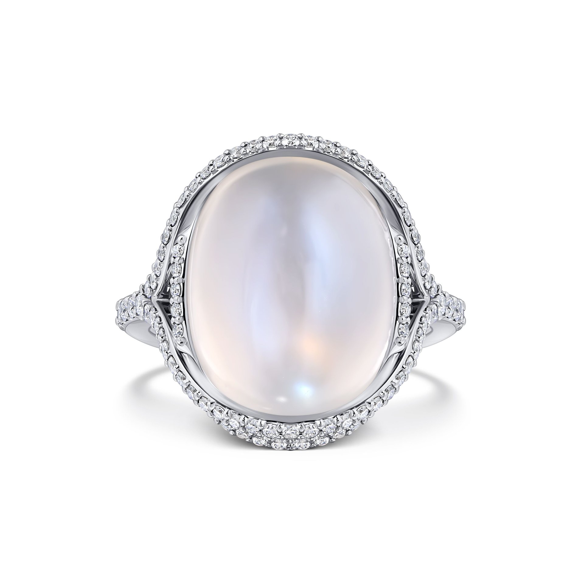 Кольцо с лунным камнем 10.67 карат в белом золоте от Parure Atelier