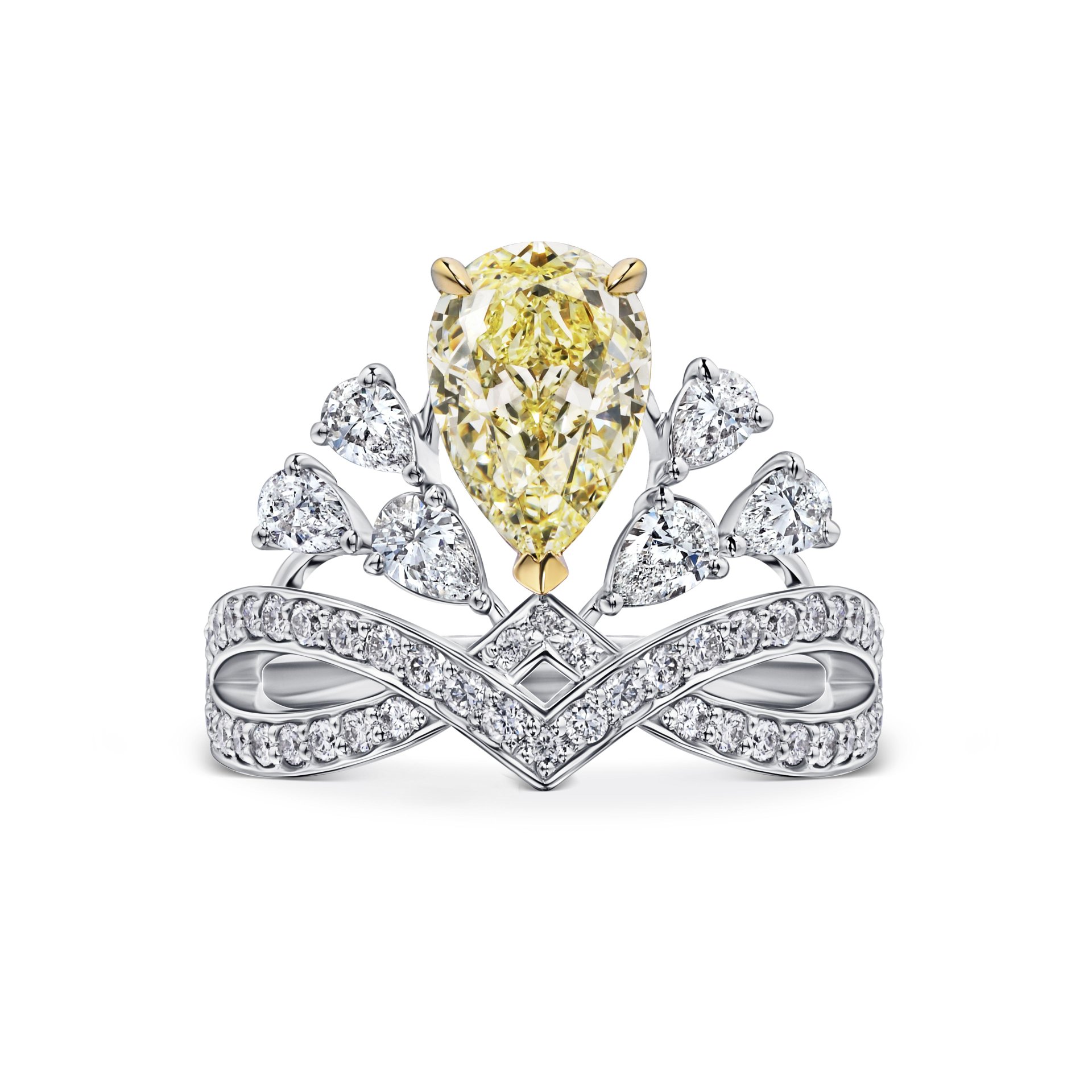 Кольцо с желтым бриллиантом 1.7 карат в белом золоте от Parure Atelier