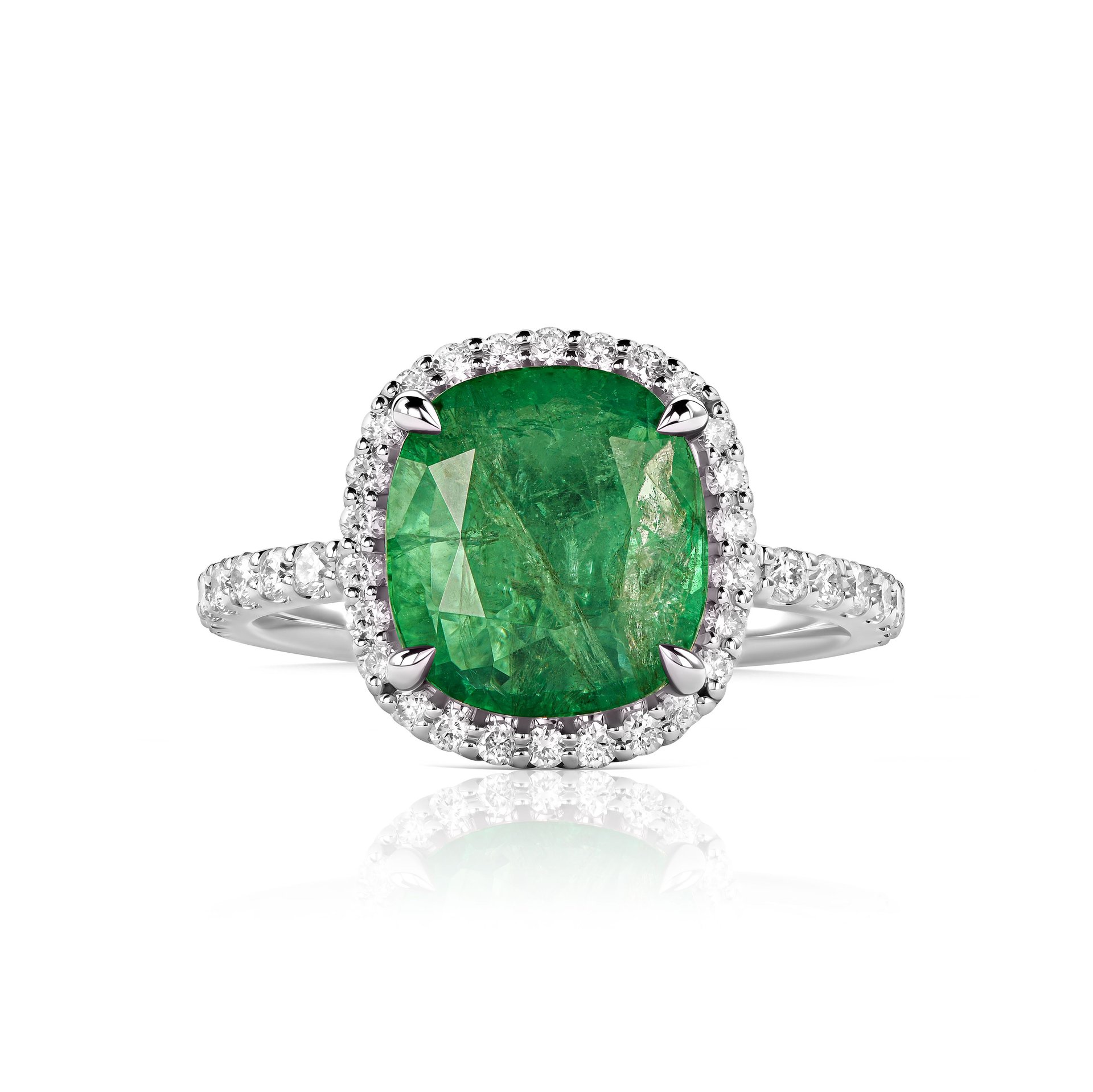 Кольцо с изумрудом 3.09 карат в белом золоте, дизайн Parure Atelier