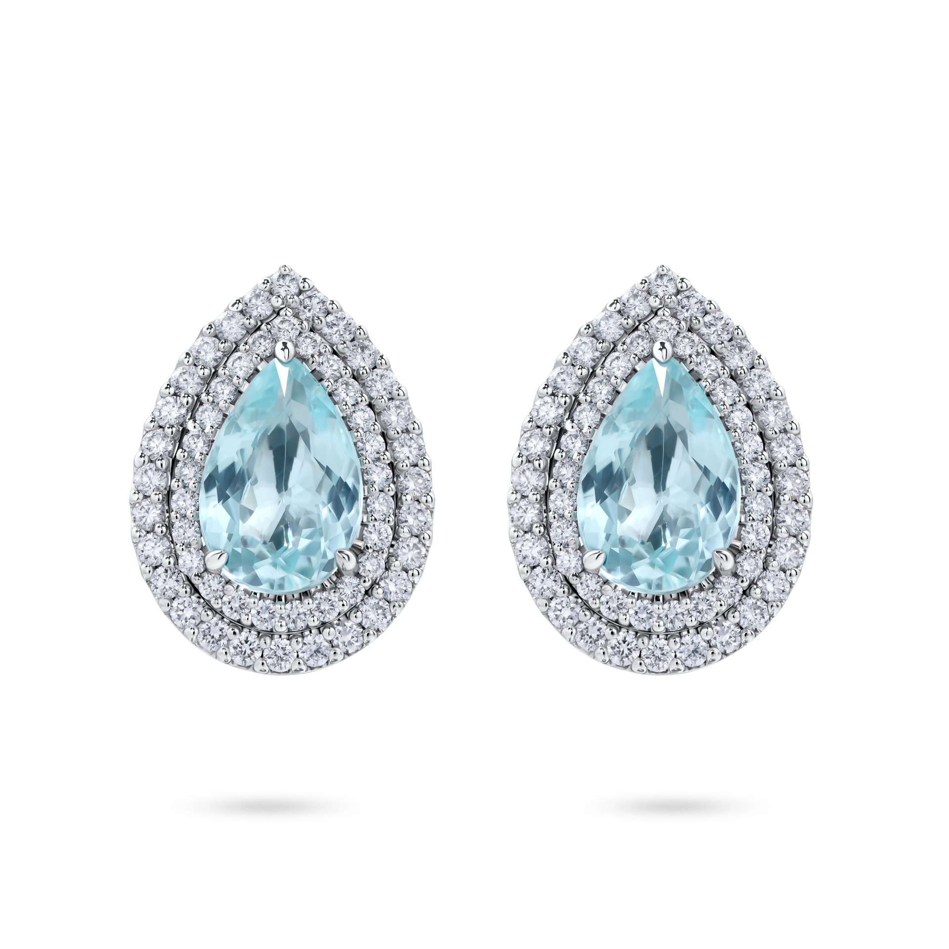 Пусеты из белого золота с турмалинами Параиба 1.22 и 1.08 карат.