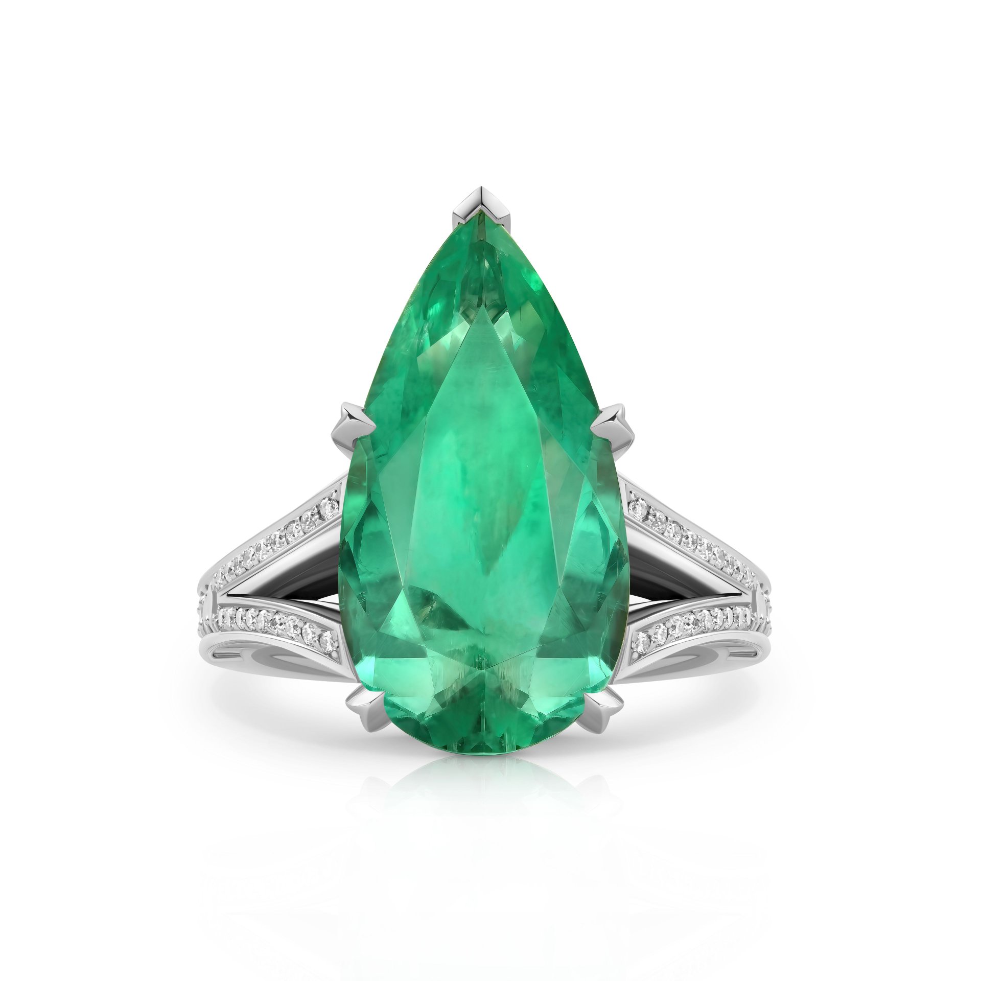 Кольцо с изумрудом 6.71 карат в белом золоте от Parure Atelier