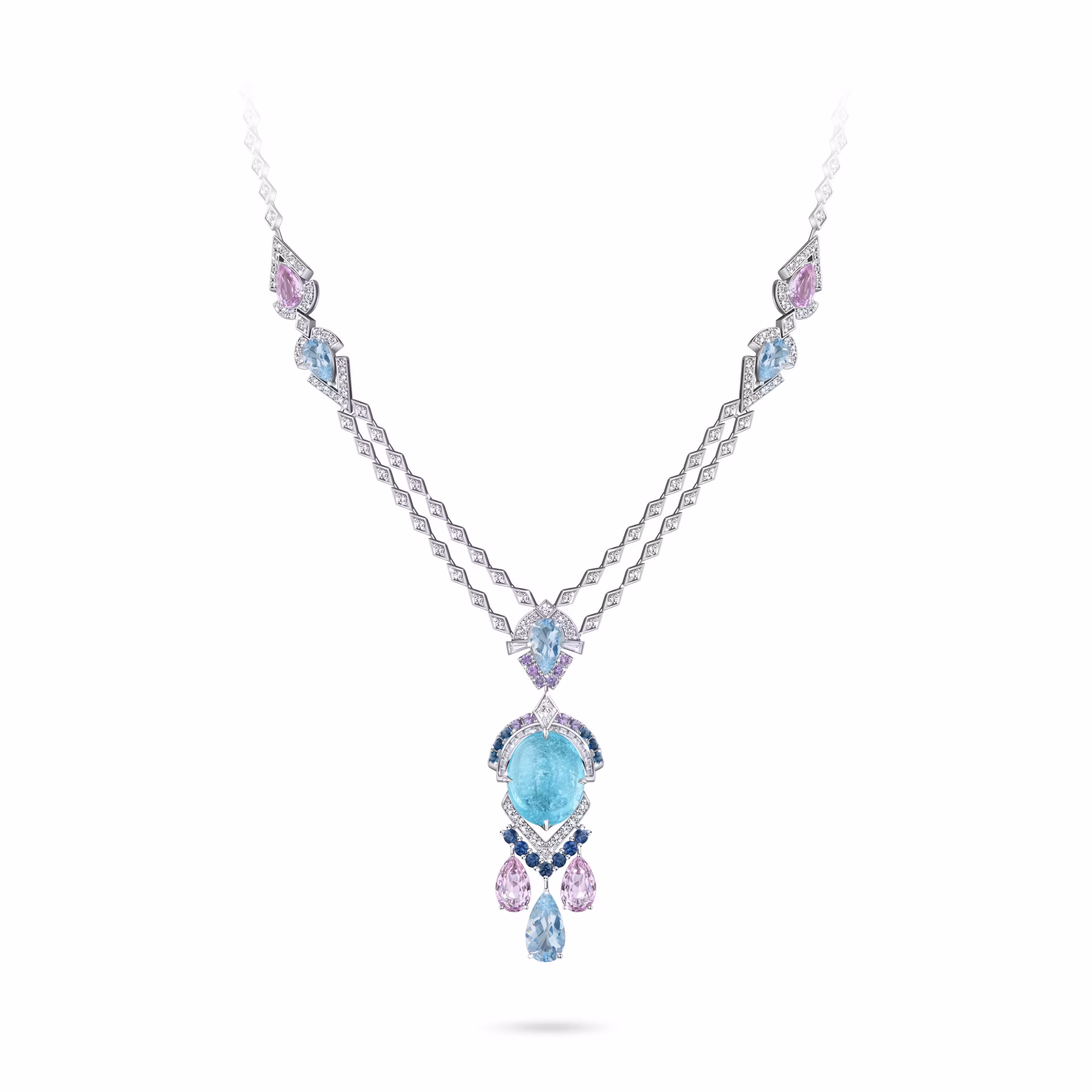 Колье SOUFFLE DE LA MER с турмалином Параиба 32.44 карат в белом золоте