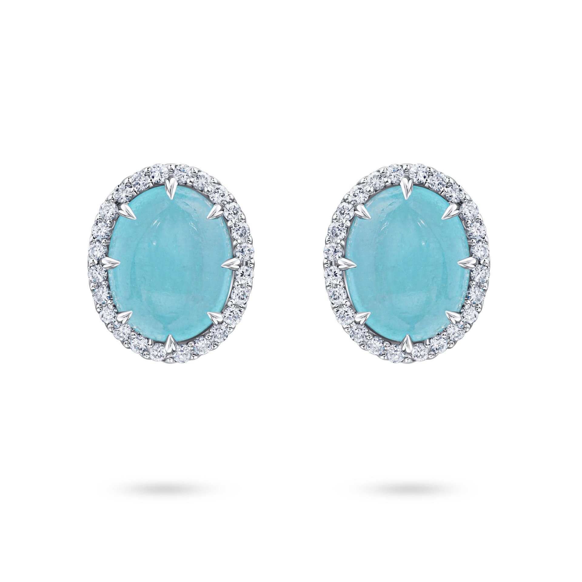 Пусеты с турмалинами Параиба в белом золоте, 3.26 и 3.42 карата.