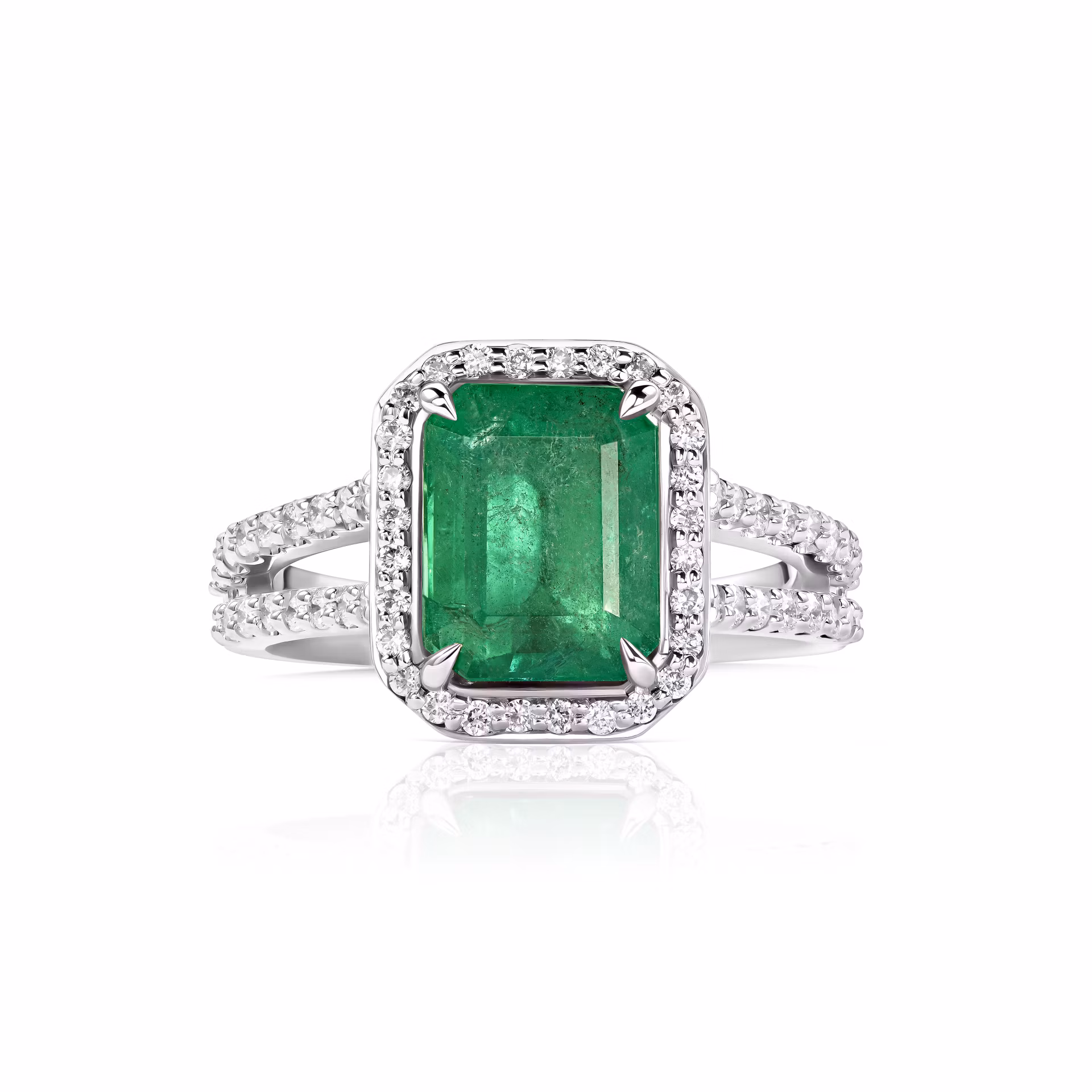 Кольцо с изумрудом 2.79 карат в белом золоте, дизайн Parure Atelier