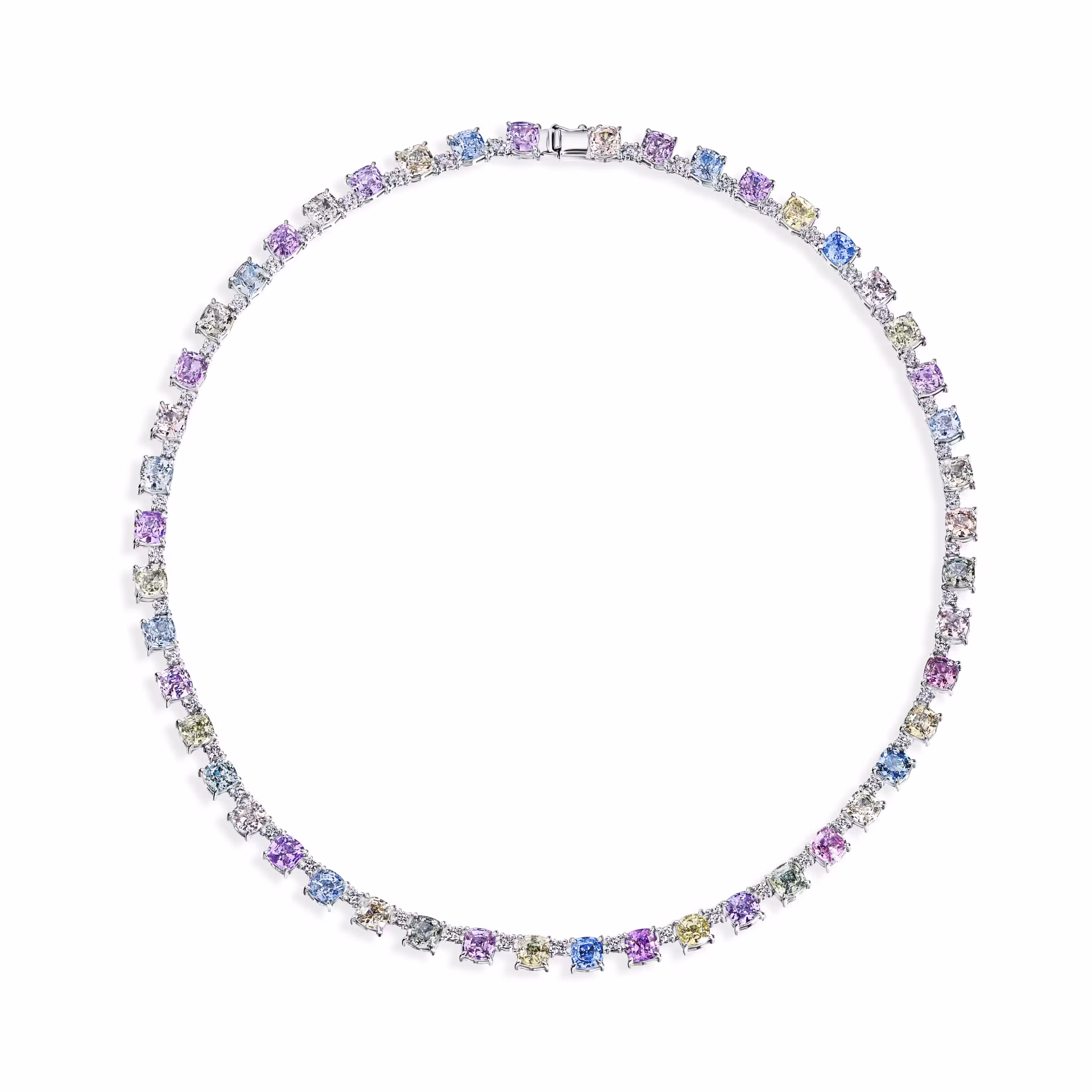 Колье из белого золота с сапфирами, центральный камень 46.17 карат